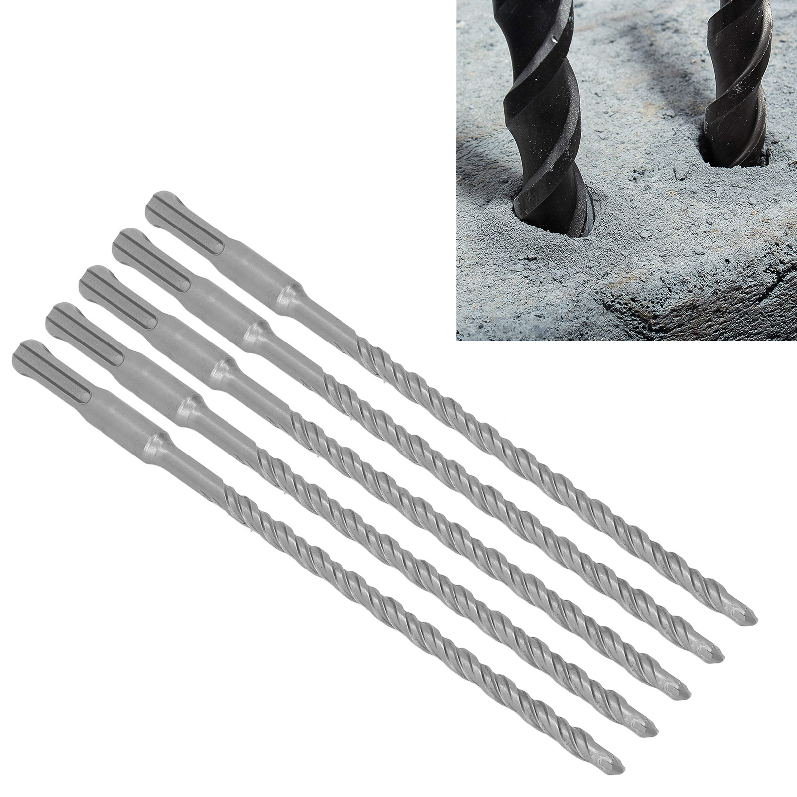 Set Mit 5 Schlagbohrern, 210 Mm Lang, Hartmetallspitzen Für Rotierende Schlagbohrer Für Ziegel, Stein Und Beton, 7 Mm.