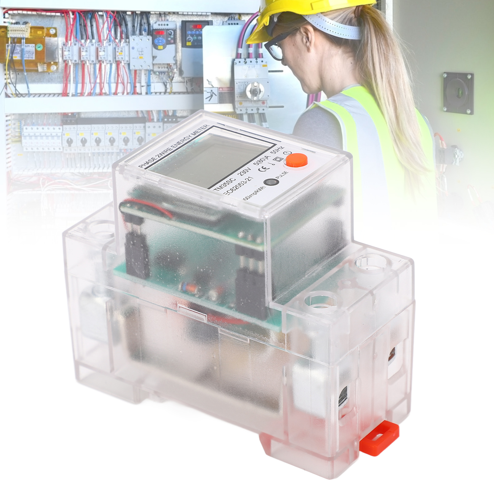 Multifunktionaler 2-poliger Einphasen-stromzähler Mit Lcd-display, Tasten Auf Der Rechten Seite, Transparentem Gehäuse, Hintergrundbeleuchtung Und Reset-funktion Für Den Hausgebrauch. 5 A, 230 V.