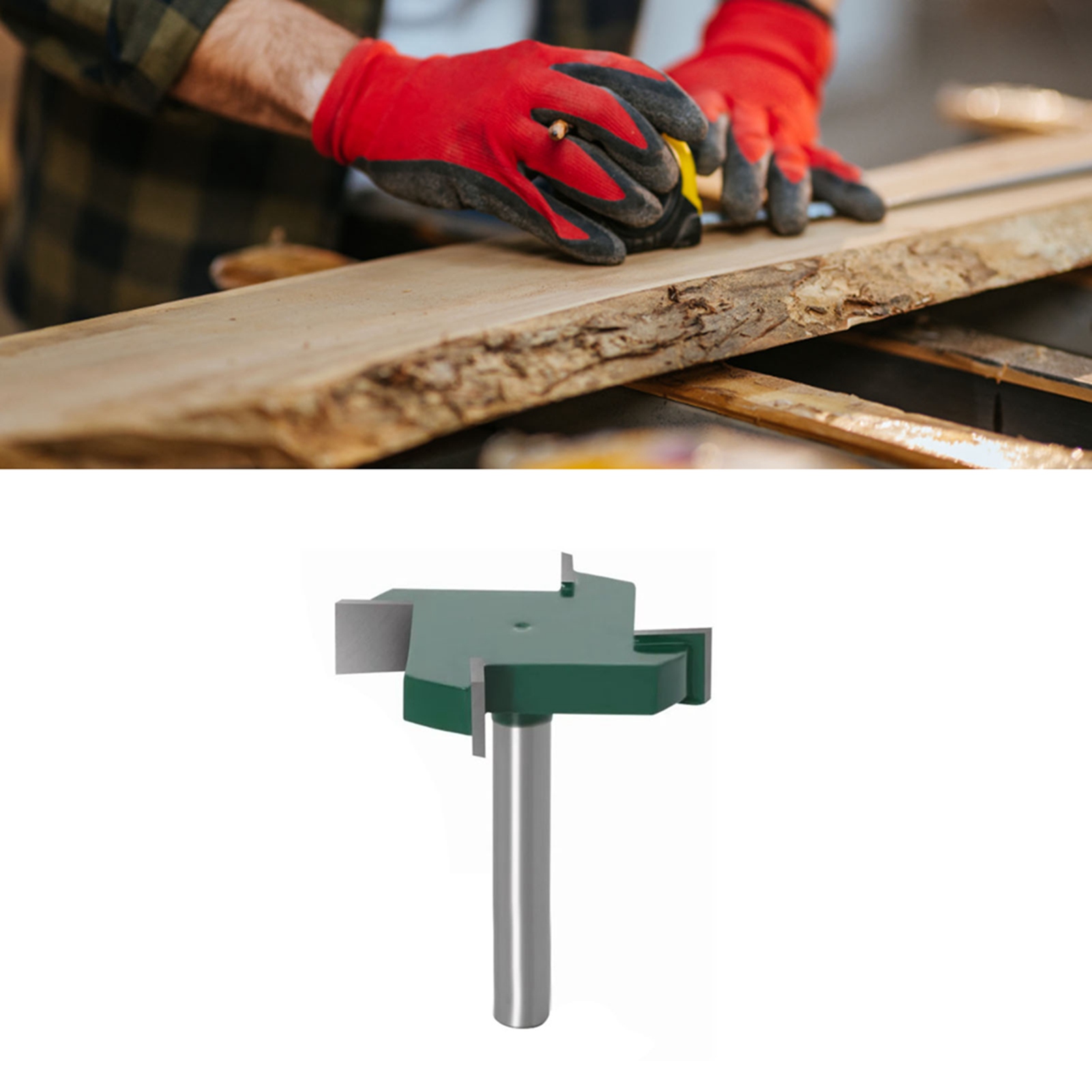 Vierklingen-t-messer, 1/4"-griff, Nutmesser, Holzbearbeitungsmesser, Industriequalität, Vierzahniges T-messer, Dunkelgrün.