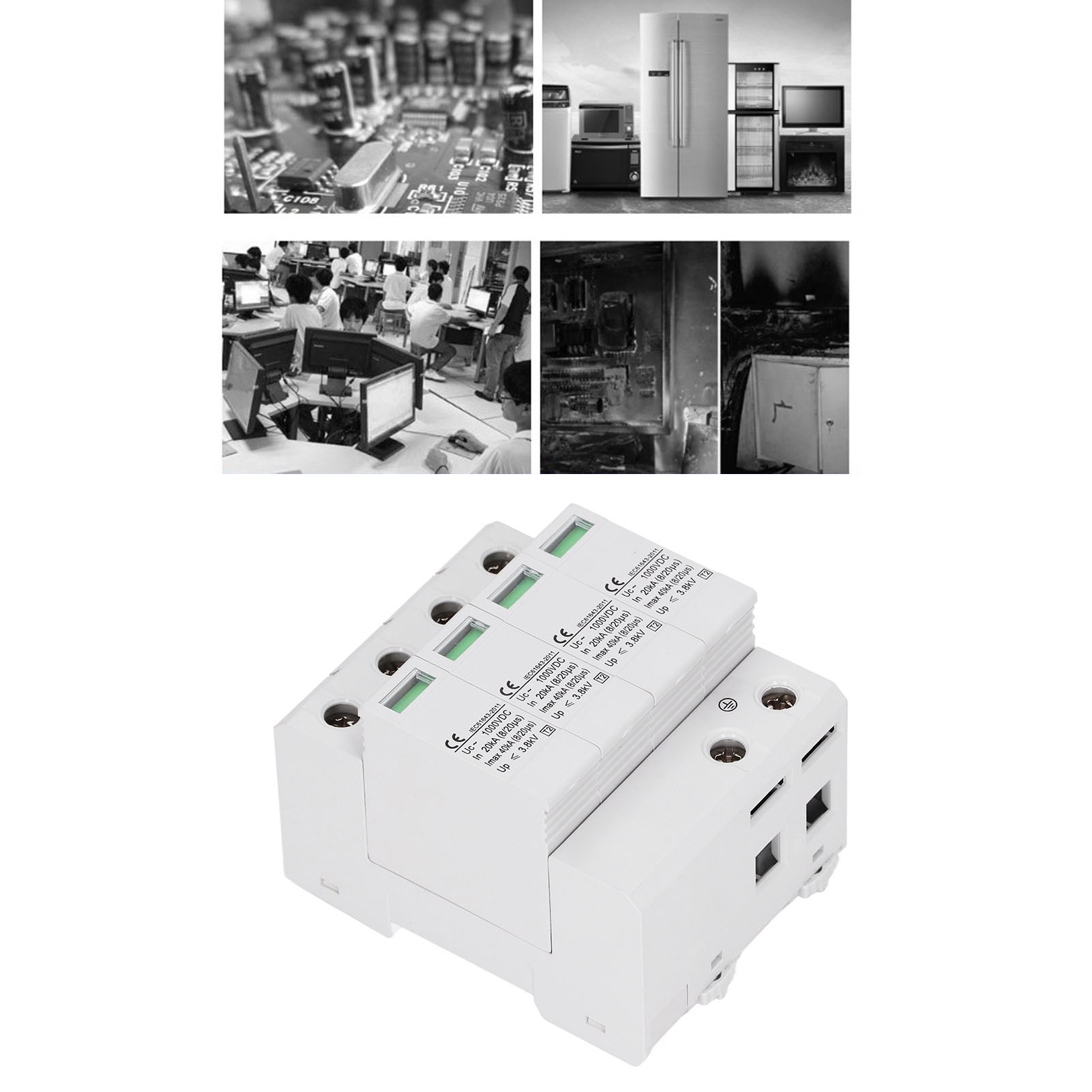 Gleichstrom-photovoltaik-überspannungsschutz Sgsp-40 Weiß, 1000 V, 40 Kv, 4-polig
