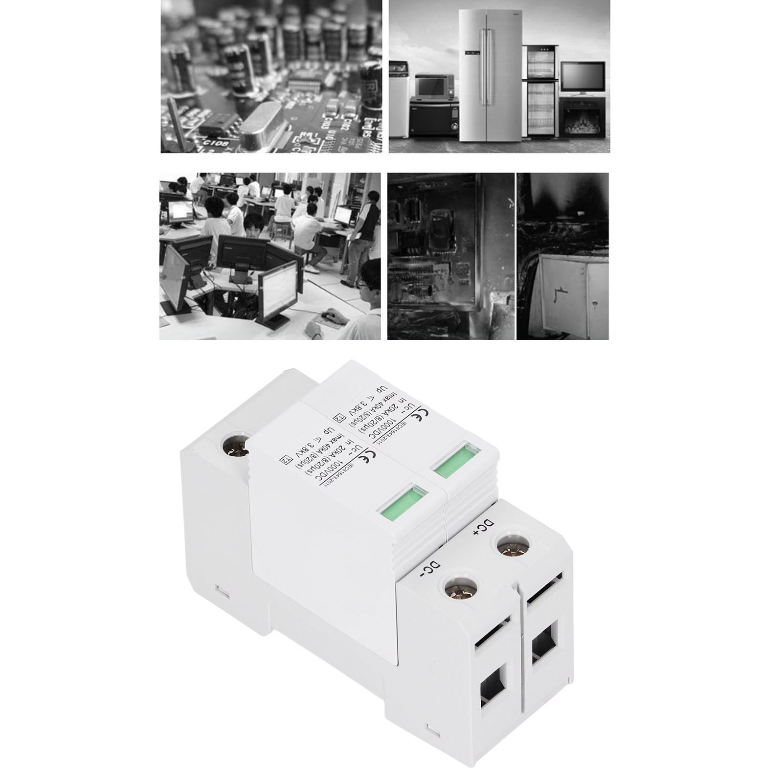 Dc Sgsp-40 Weißer Photovoltaik-überspannungsschutz, 1000-v-überspannungsschutz, 40 Kv 2-polig