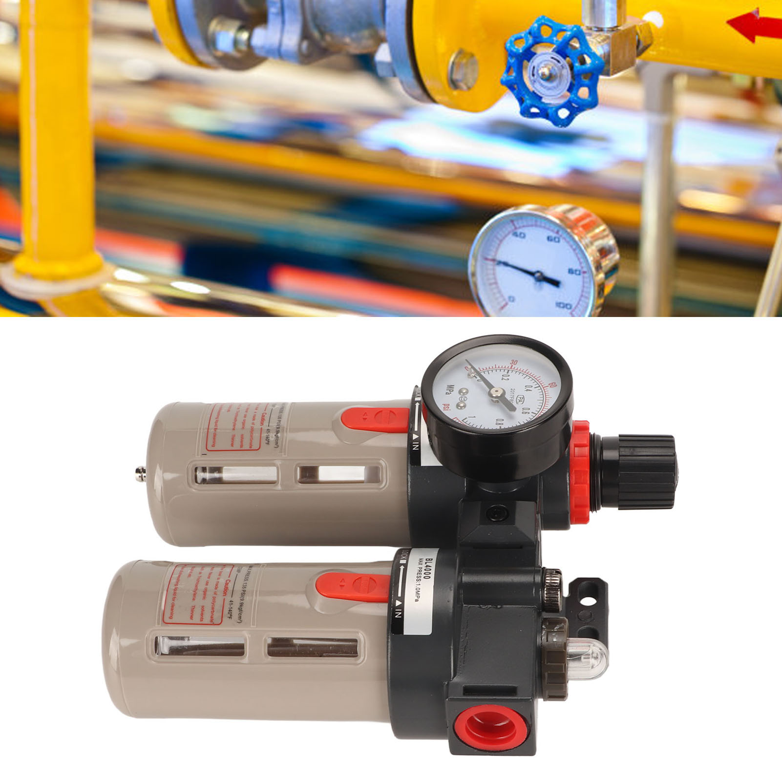 Bfc4000 Doppelluftfilter, Öl-wasser-abscheider-schnittstelle Größe G1/2