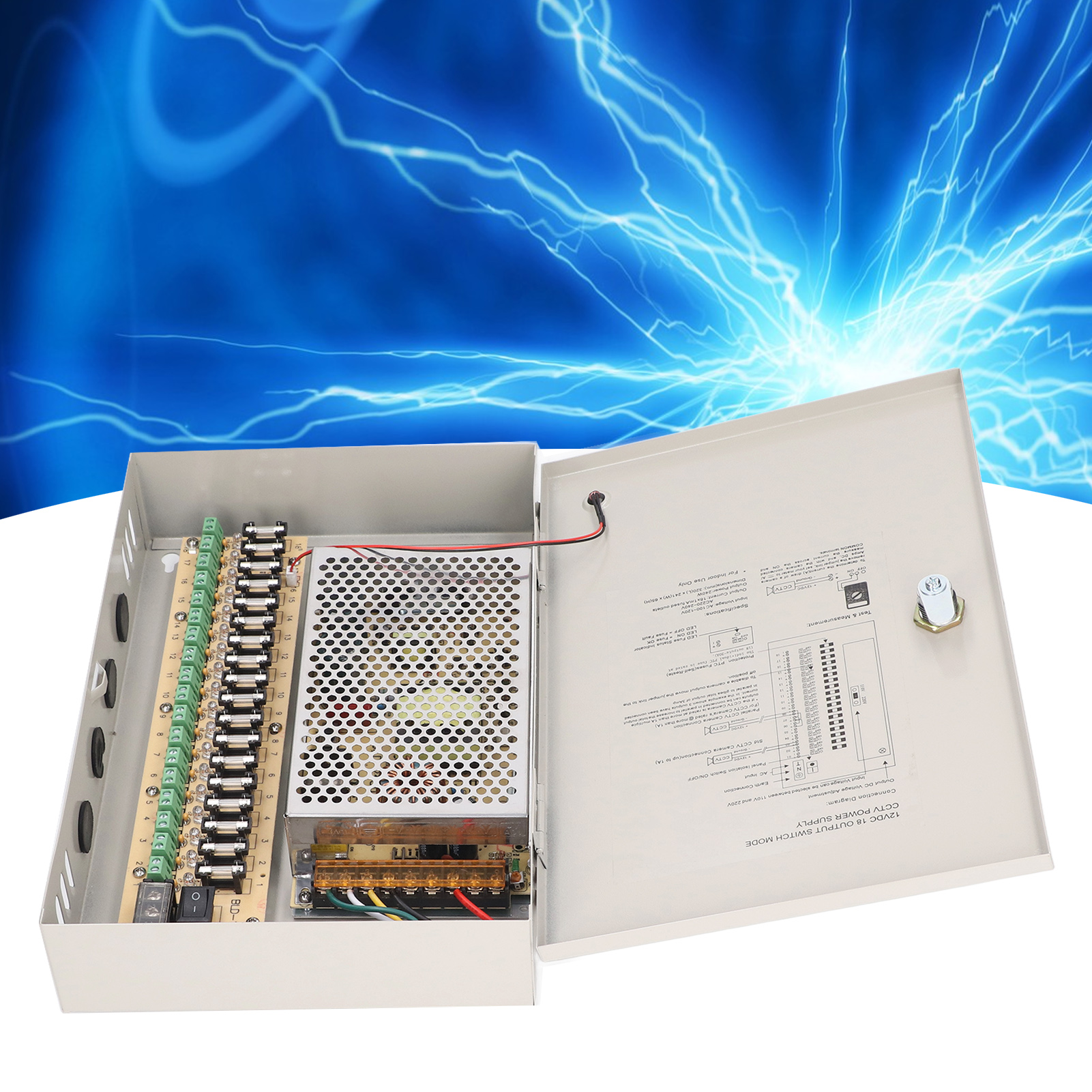 Zentrales 12v 10a 18-kanal-netzteil Mit Metallgehäuse, Netzstecker Und 110v-verriegelungsmechanismus