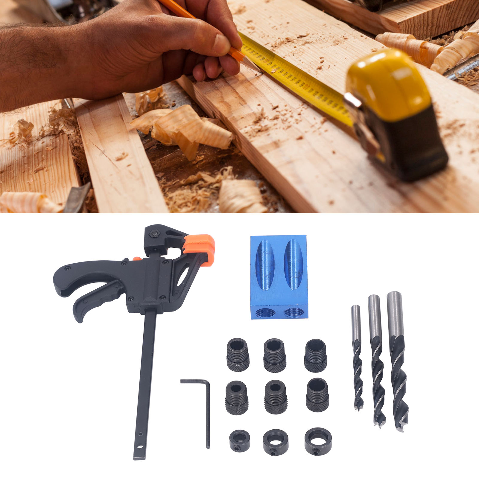15-teiliges Set, Blauer 15°-winkellochpositionierer Für Die Holzbearbeitung, Bohrpositionierer, Stanz- Und Lochöffnungspositionierer, Positionierungsbohrer, Dreipunktbohrer.