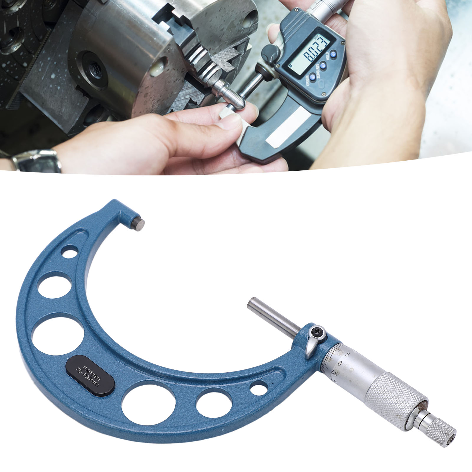Außenmikrometer, Mikrometerschieber, Dickenmessgerät, Für Industrielle Und Industrielle Anwendungen, Messbereich 75-100/0,01 Mm.
