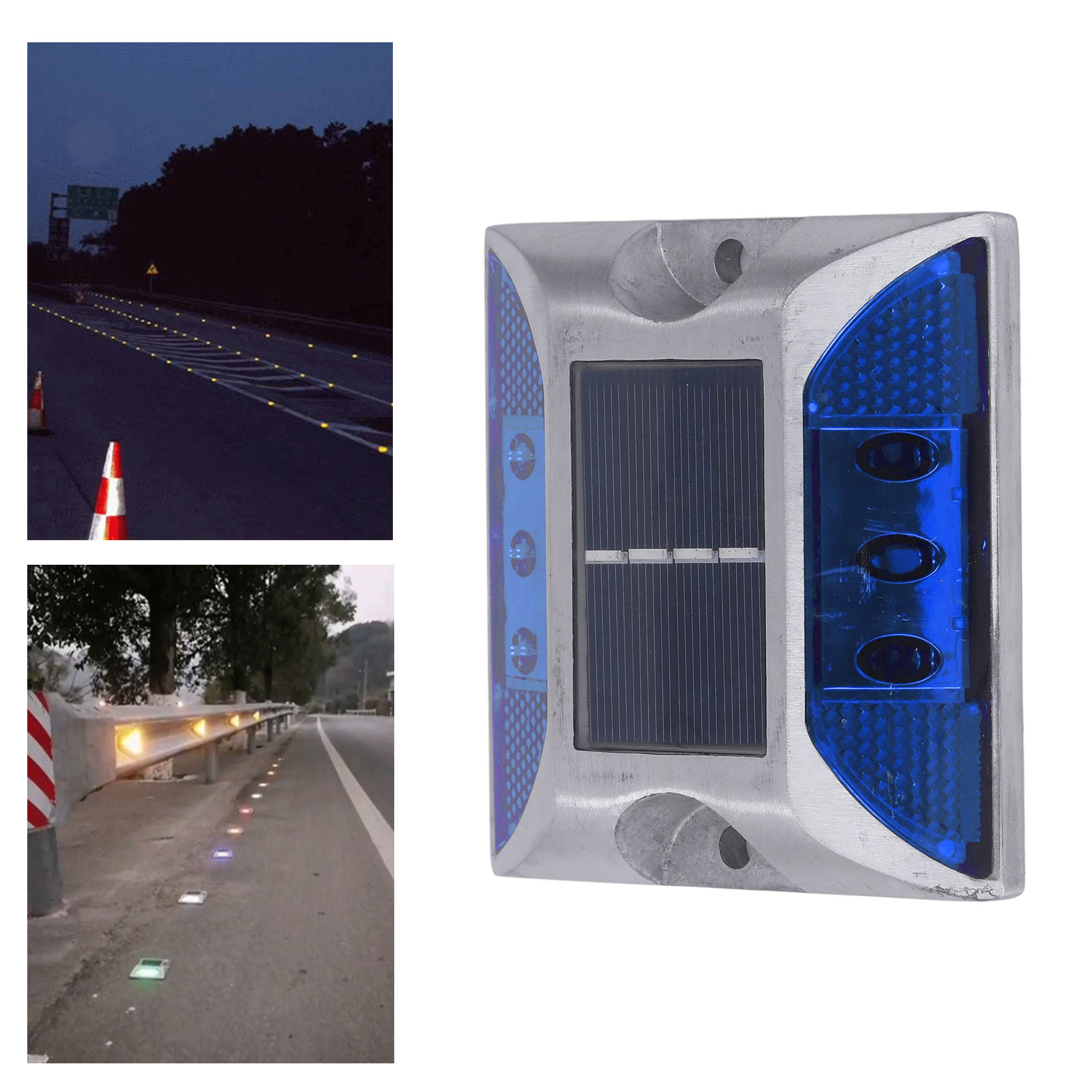 Solarbetriebene Straßenpoller, Unterirdische Autobahnlaternen Aus Aluminiumguss, Blaues Licht