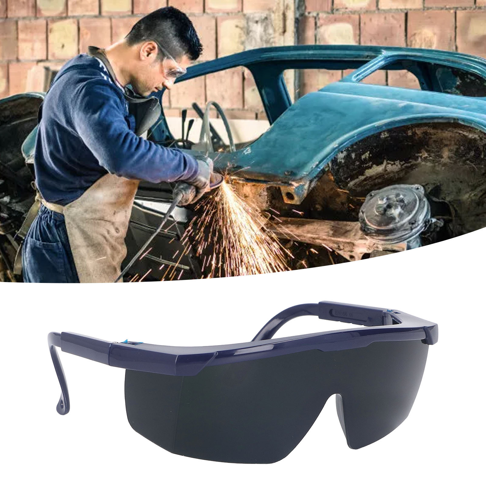 Argon-schweiß-/lichtbogenschweißbrille, Dunkelgrüne Ir5.0-gläser, Blauer Teleskoprahmen