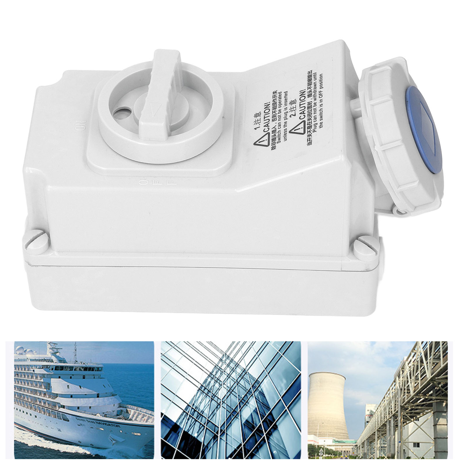 Wetterfeste Außensteckdose, 3-polige Steckdose Mit Verriegelungsschalter, 32 Ampere, 220 V - 250 V, Blau, Wasserdicht Ip67, 2p+e Einzelverriegelungsstecker, Wandmontage, Ip67.