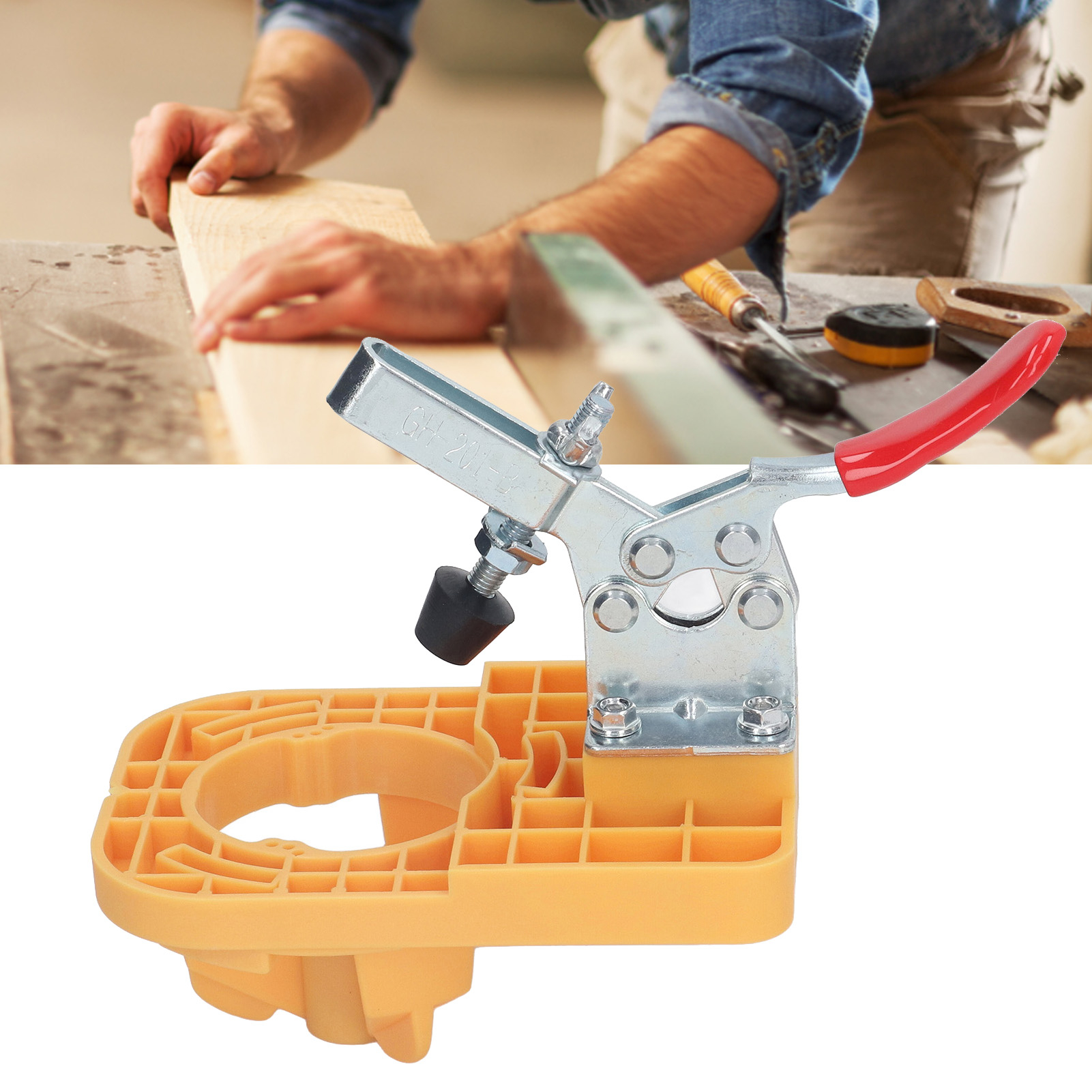35-mm-lochsäge Für Holzbearbeitung, 35-mm-lochsäge Und Positionierer Für Scharniere, Bohrwerkzeug Für Holzscharniere Und Türblattscharnierpositionierer (gelb)