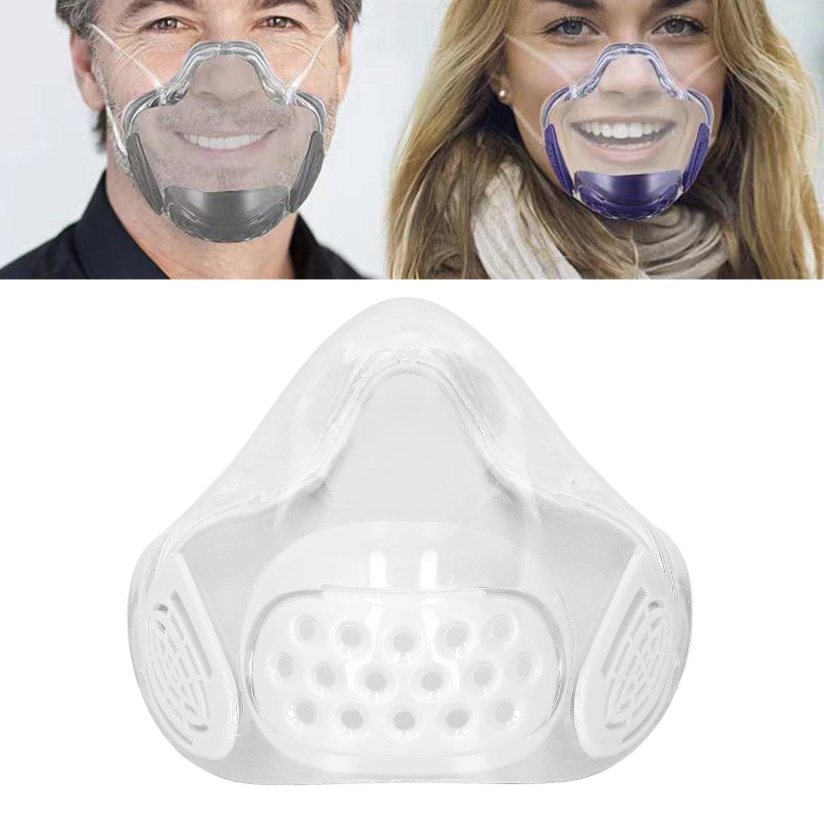 Beschlagfreie Lippenlesemaske, Transparente Pc-schutzmaske, Spritzwassergeschütztes Visier, Beschlagfreies Transparentes Visier, Geeignet Für Erwachsene Und Lehrer, Weiß.