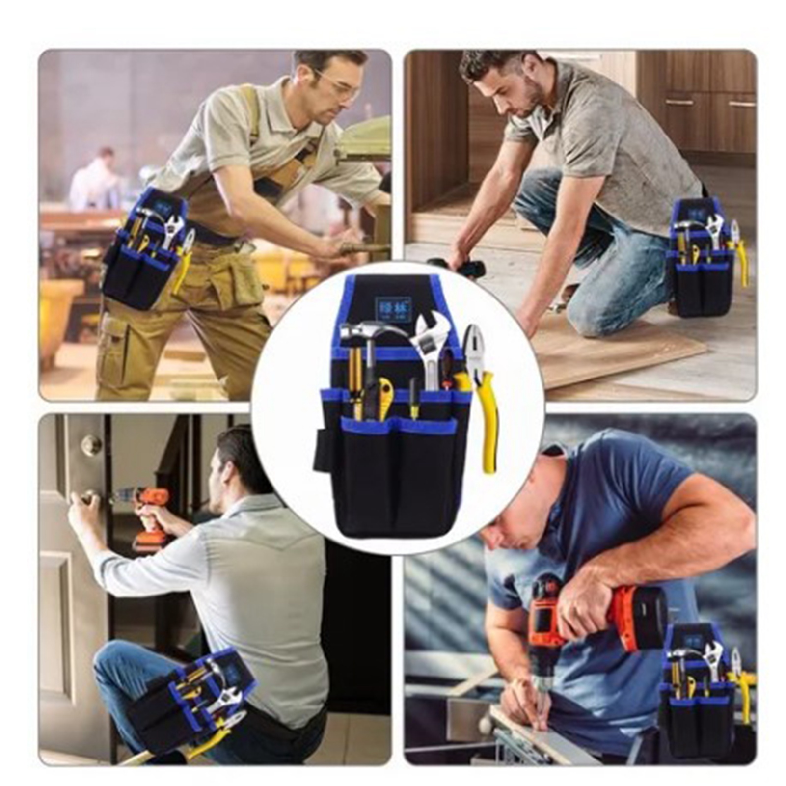 Werkzeugtasche Für Elektriker, Gürteltasche, Multifunktionale Reparaturtasche, Dicke Oxford-canvas-tasche, Kleine Elektrikertasche, T01 Blau.