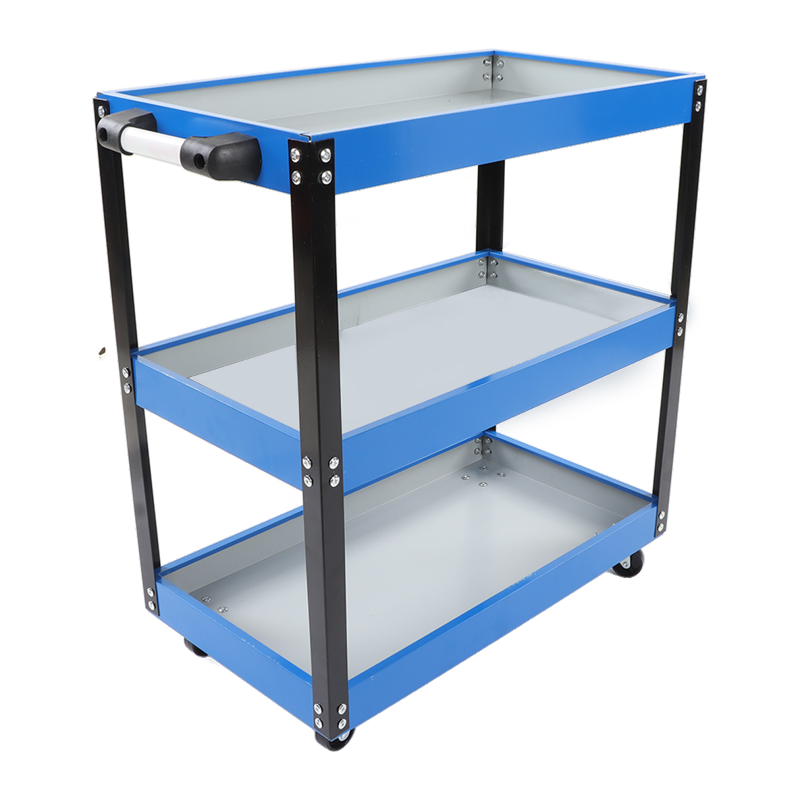 Robuster Und Praktischer 3-stöckiger Werkstattwagen Mit Feststellbaren Rädern, 50 Kg Tragfähigkeit, Ergonomischem Griff, Rollender Aufbewahrungswagen Für Maschinen Und Werkzeuge, Ideal Für Lagerhallen