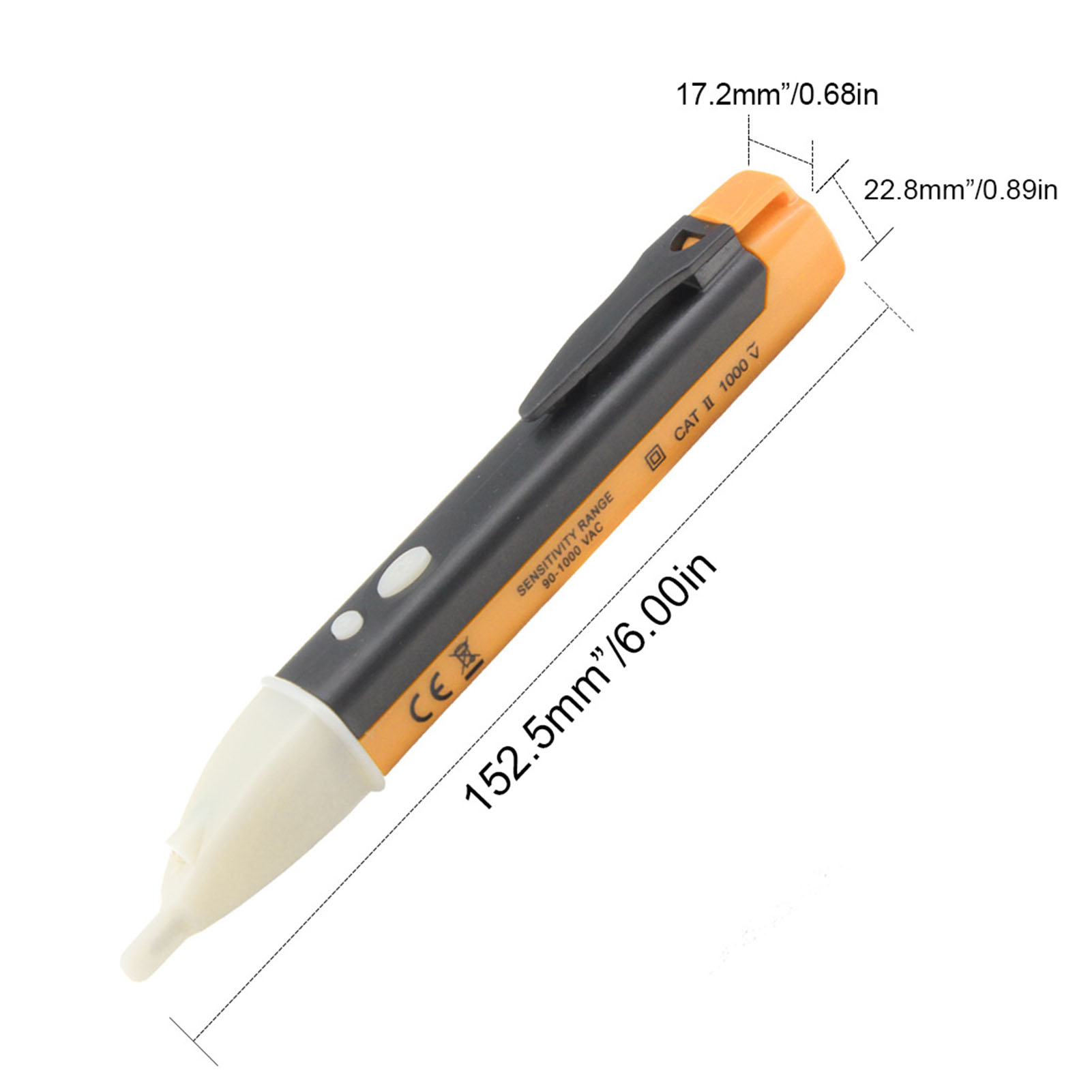 Gelber Elektriker-prüfstift 1ac-d, Neues Modell Mit Zwei Tasten, Induktiv Und Berührungslos, Multifunktionaler Elektriker-prüfstift