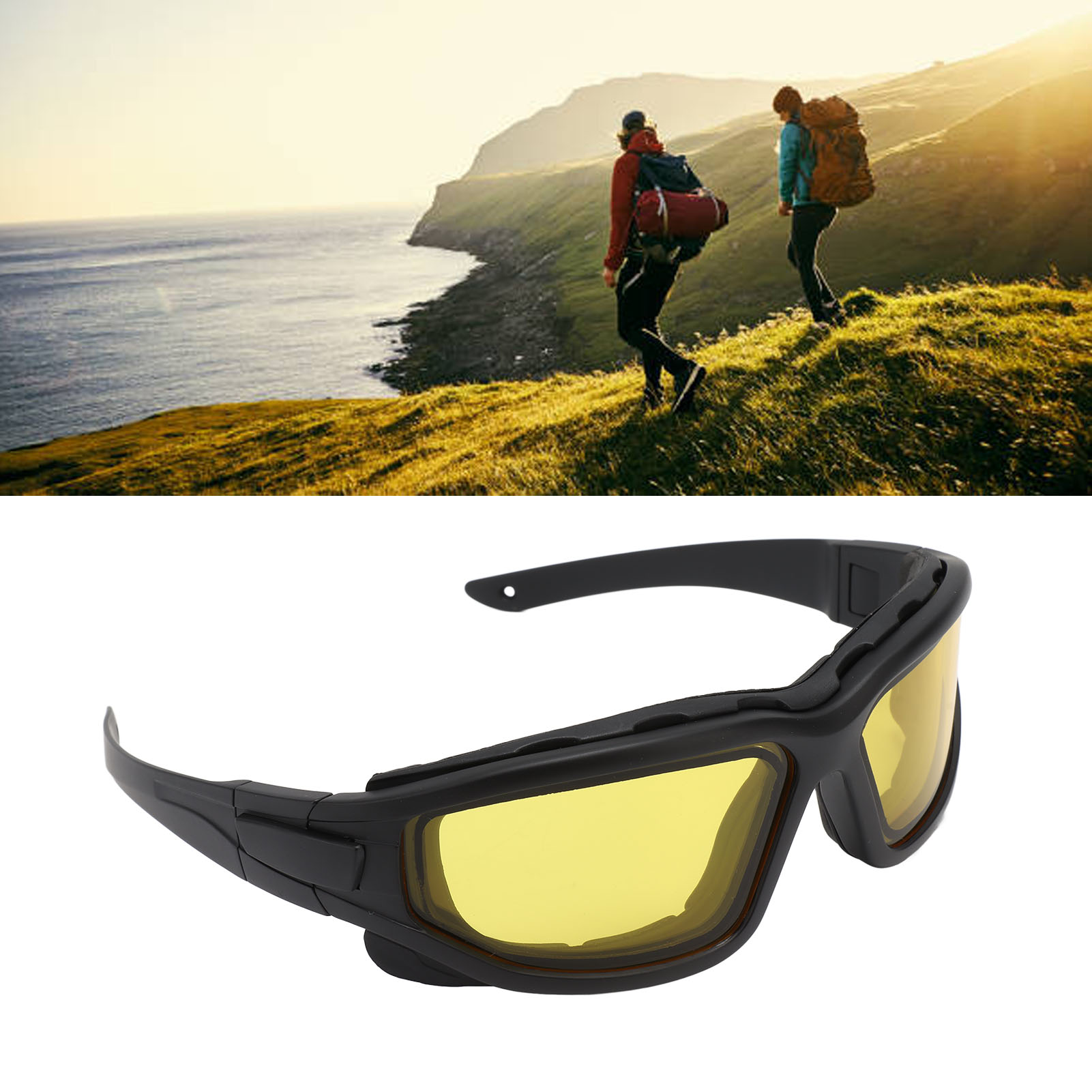 Schutzbrille Mit Doppelgläsern, Gestell, Abnehmbarem Band, Mehrzweckfunktion, Bernsteinfarben.