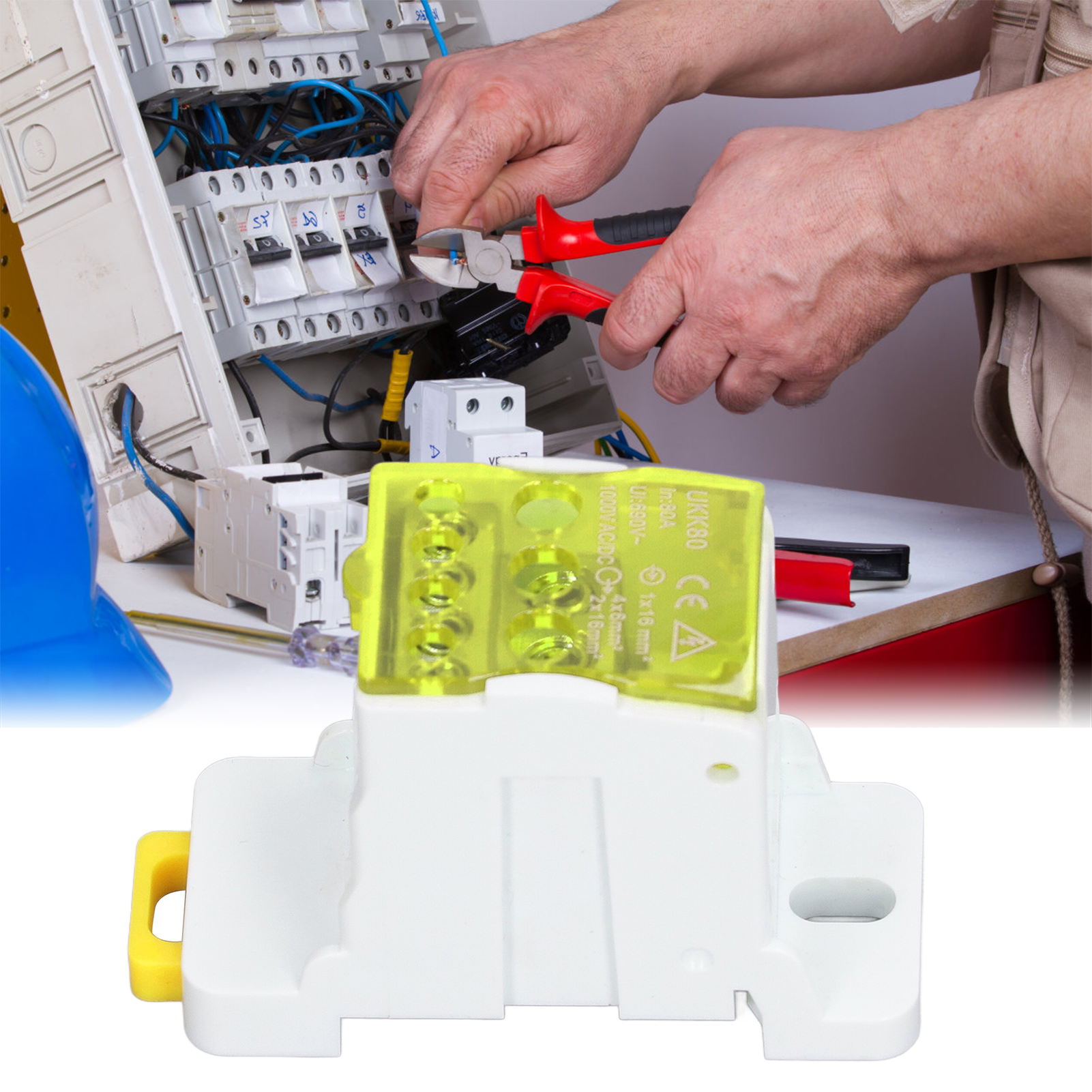 Ukk80 C45 Einpolige Schienenanschlussdose, Verbindbarer Abzweigschalter, 690 V 80 A, Gelb