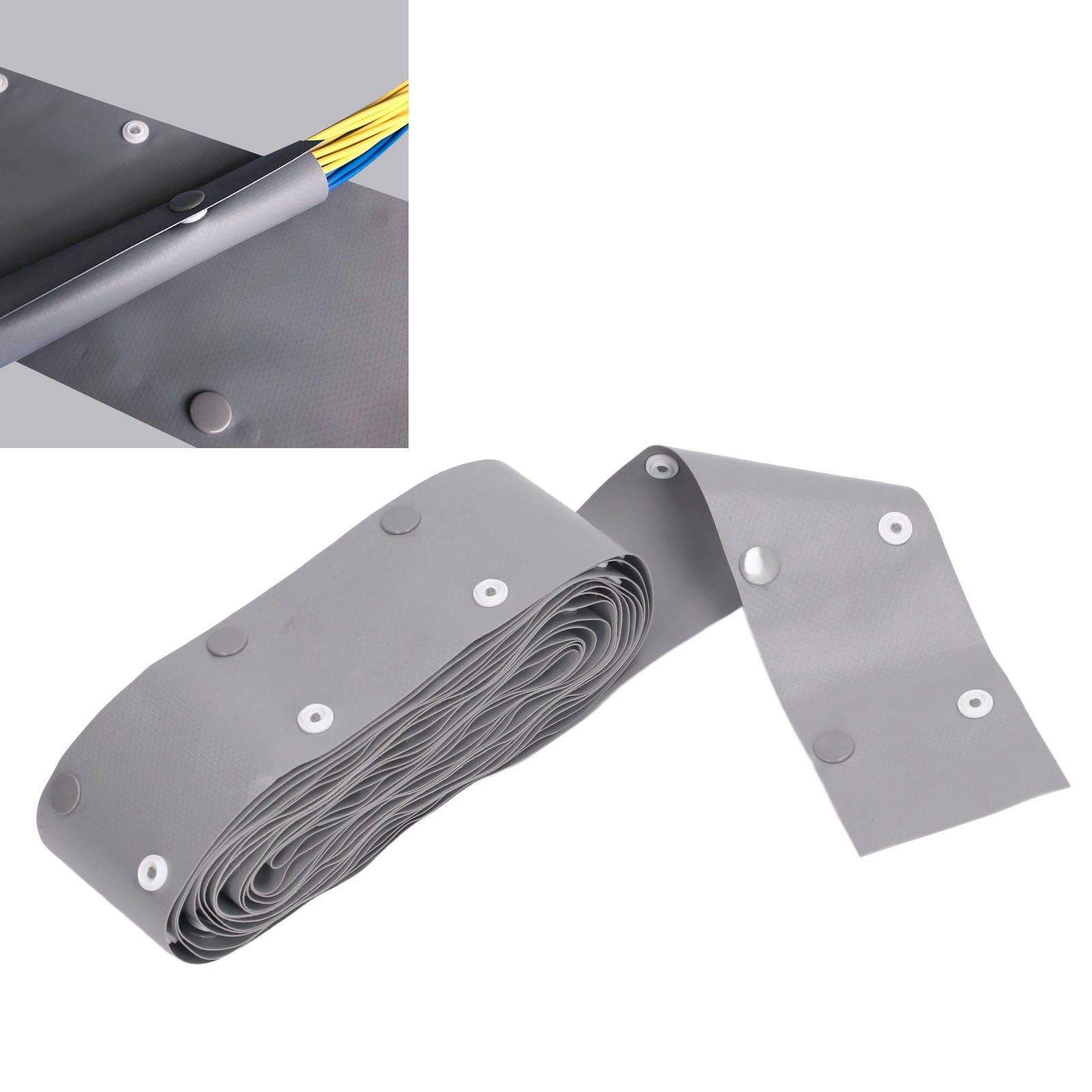 P60-schnappverschluss-kabelschutzschlauch Mit Pvc-kabelwicklung, Schützender Gewebeummantelung, Kabelkanal, Schutzhülle Mit Knopf, 5 M