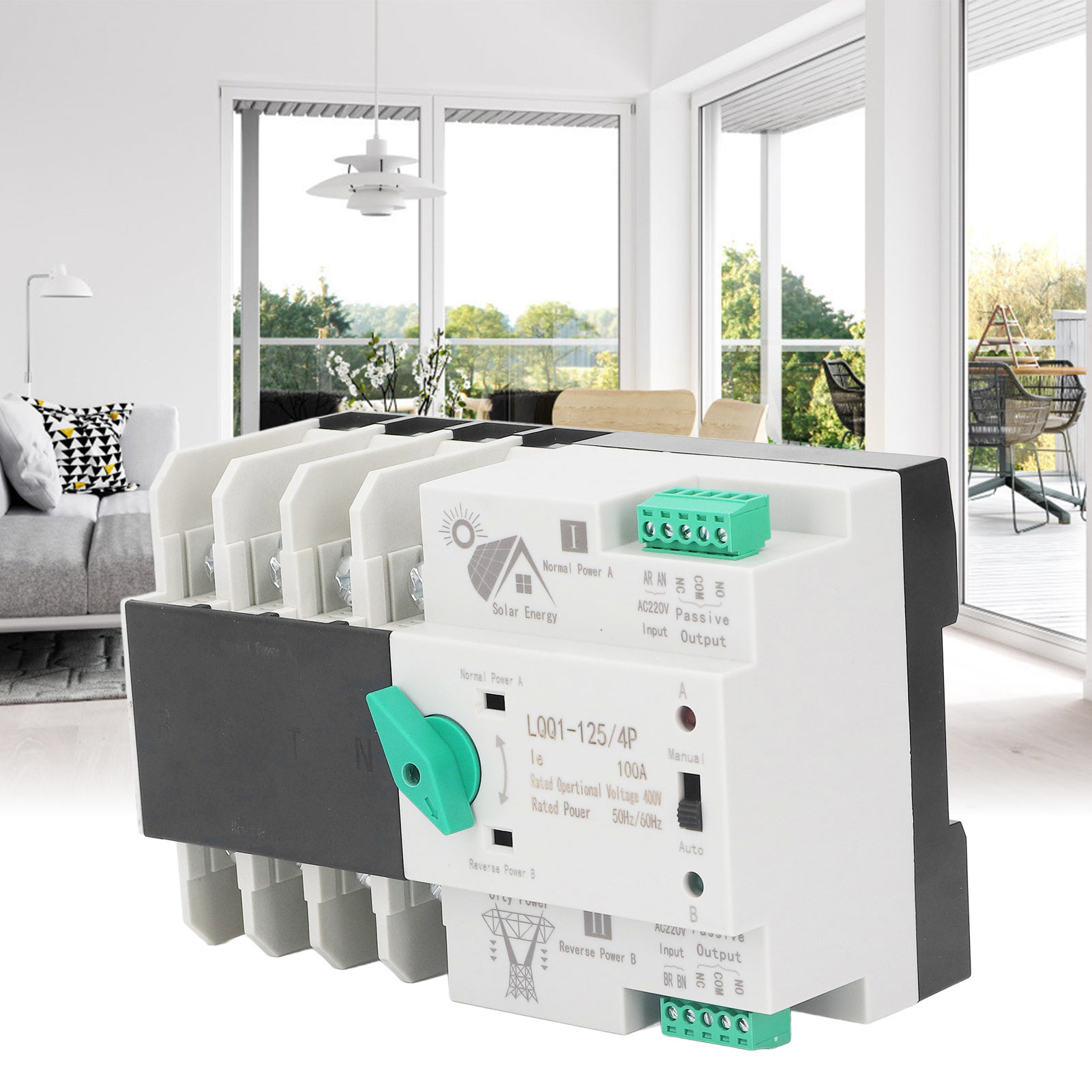 Lqq1-125/4p Ac400v Dual-netzteil Mit Automatischer Schaltschaltung, Schneller Schaltsteuerung, Millisekunden-schaltung, Modell Für 100a-heimsolaranlagen