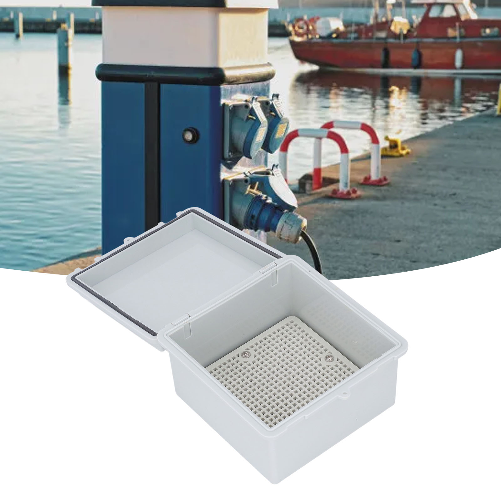 Wasserdichte Elektroanschlussdose Für Den Außenbereich Mit Scharnier Und Befestigungsclip, 15 X 15 X 9 Cm, Schutzart Ip67, Universelle Anschlussdose Für Heimwerker, Aus Grauem Abs-kunststoff.