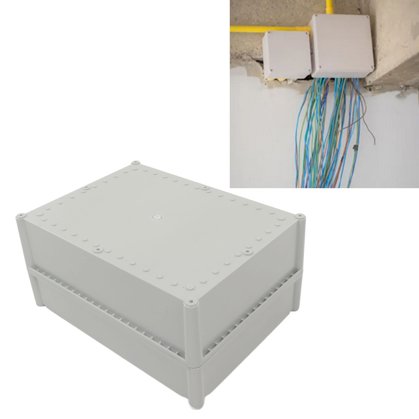 Anschlussdose Mit Montageplatte, 380 X 280 X 180 Mm, Abs-kunststoff, Diy-elektrotechnik-fallstudie, Ip67 Wasser- Und Staubdichtes Gehäuse, Grau.