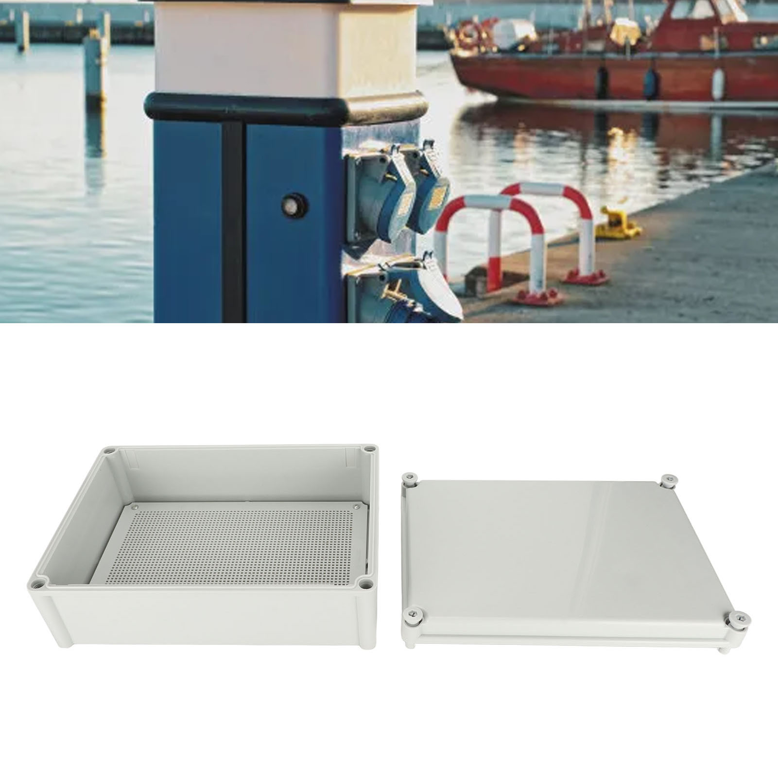 Anschlussdose Mit Montageplatte, 380280130 Mm, Abs-kunststoff, Diy-elektrotechnik-fallstudie, Ip67 Wasser- Und Staubdichtes Gehäuse, Grau.