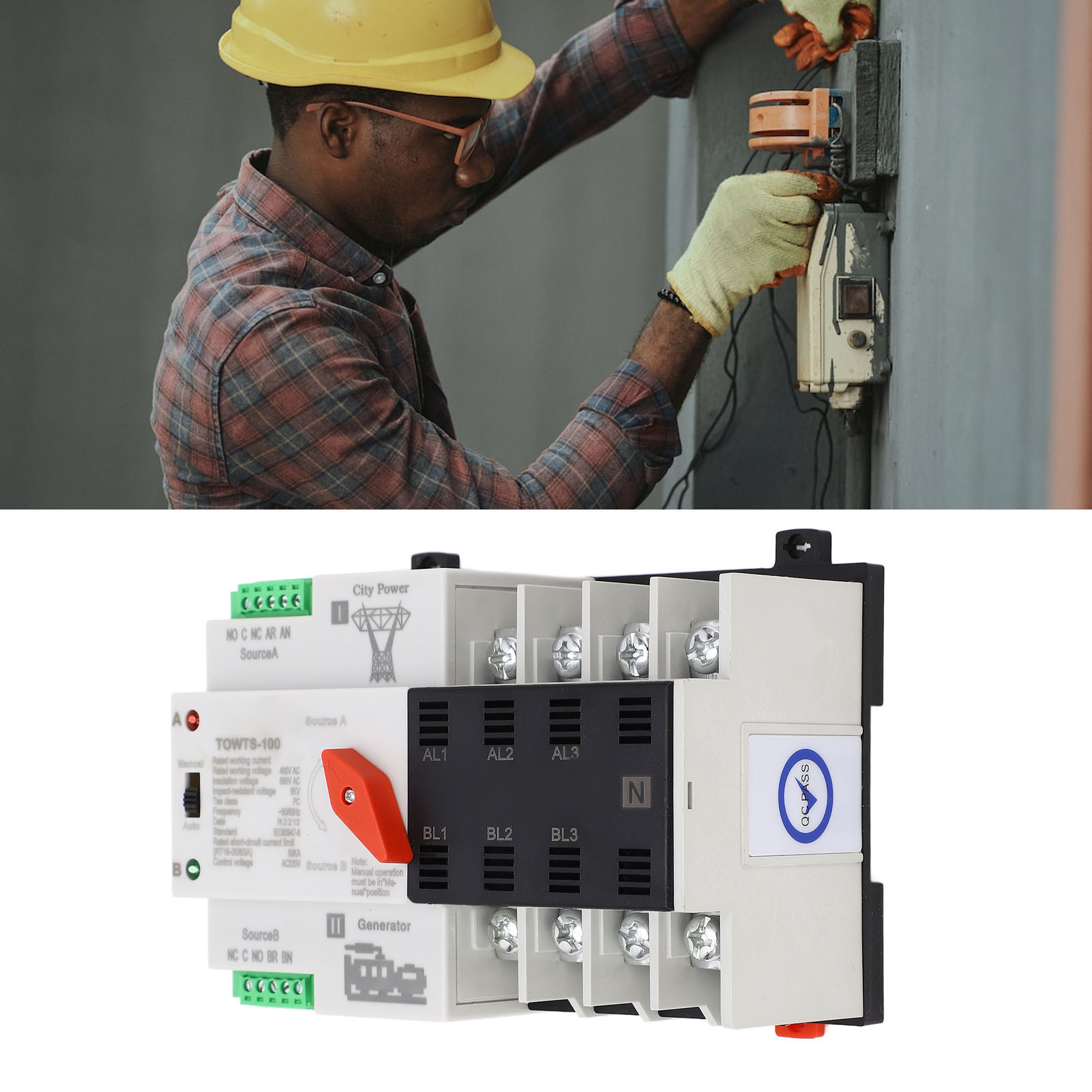 Tongou 4p Dual Power Automatischer Umschalter 400v Ac 100a