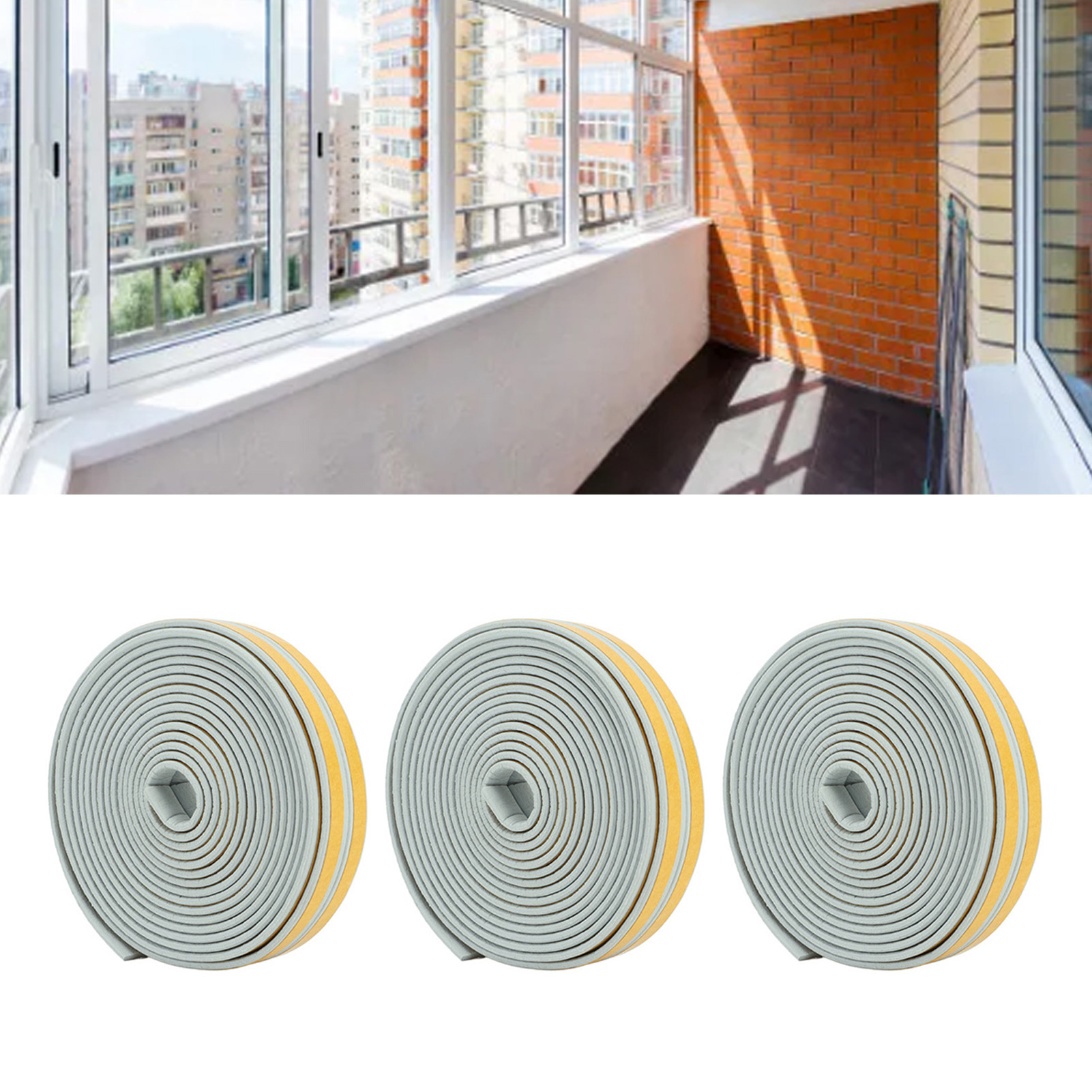 6 Dichtungsstreifen À 923000 Mm, Dichtungswerkzeuge, Selbstklebende Streifen Für Fenster- Und Türfugen, Grau.