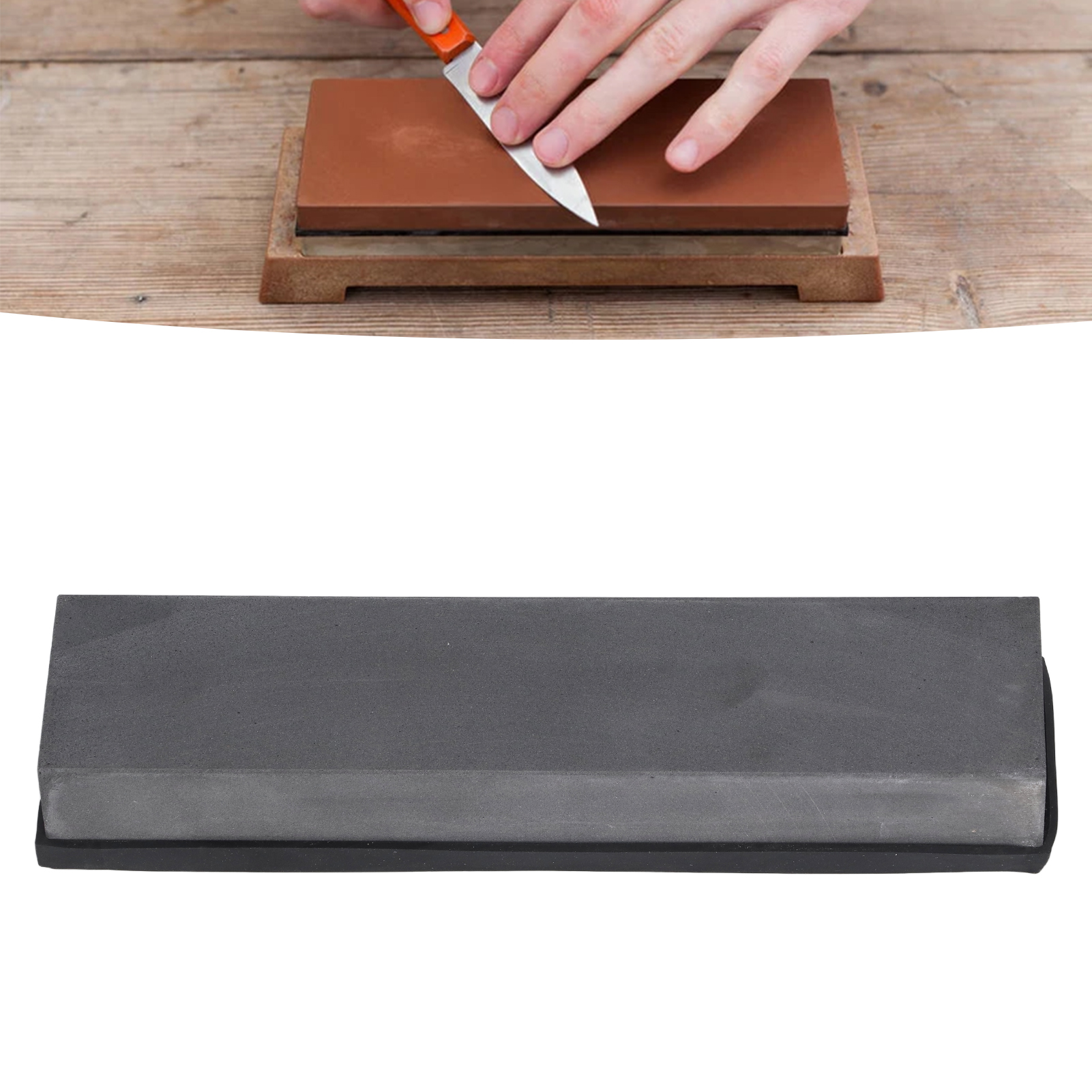 Professioneller Schleifstein Mit Rutschfester Gummibasis, Große Größe, Dicker Nassschleifstein Für Den Heimgebrauch, Küchenmesserschärfer, 200x50x25mm, Borcarbid 800er Körnung.