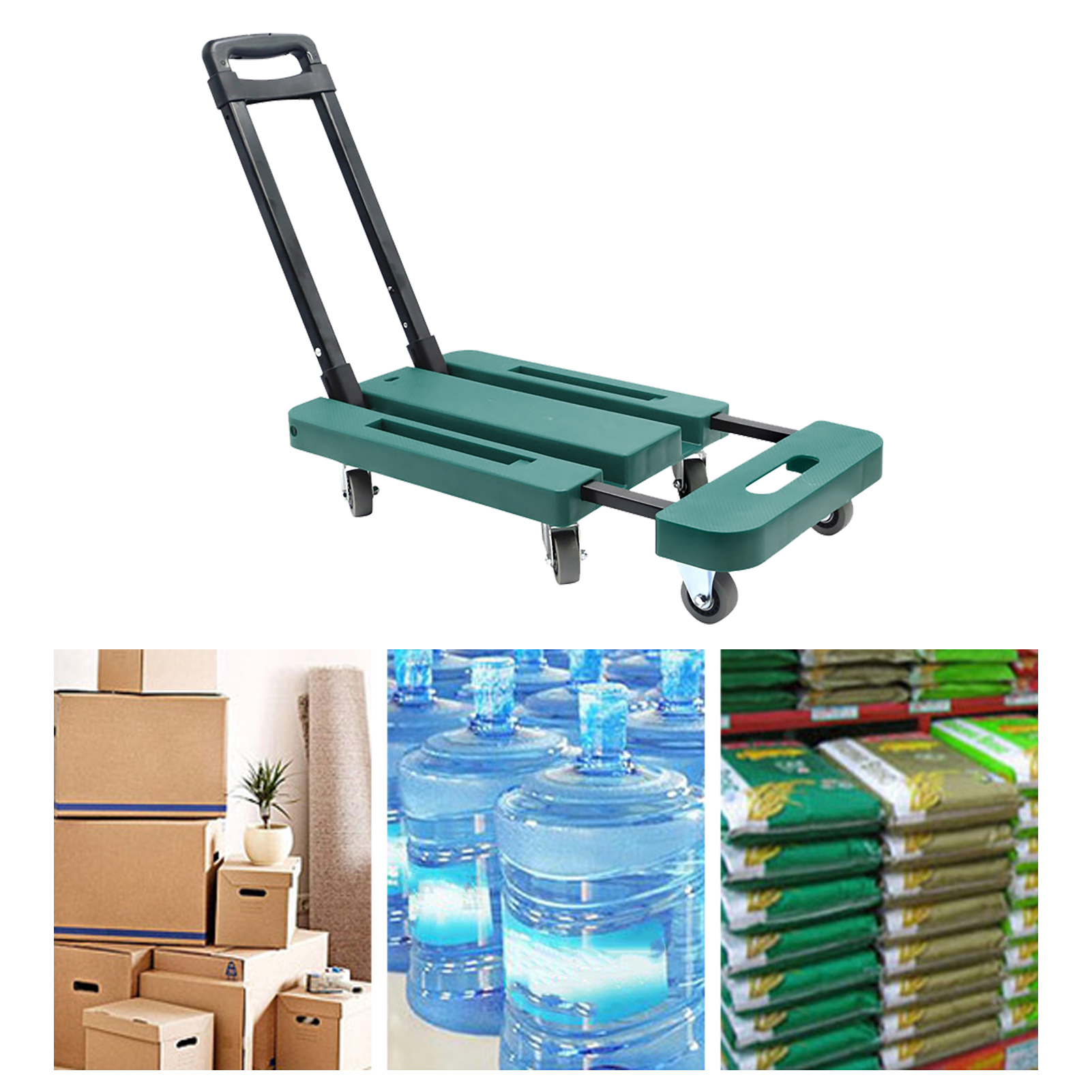 Kleiner, Faltbarer Und Tragbarer Anhänger, Handwagen, Plattformwagen, Transportwagen, Gepäckwagen, Schwerlastwagen, Verbesserte Version Mit 5 Cm (2 Zoll) Gummirädern, Grün