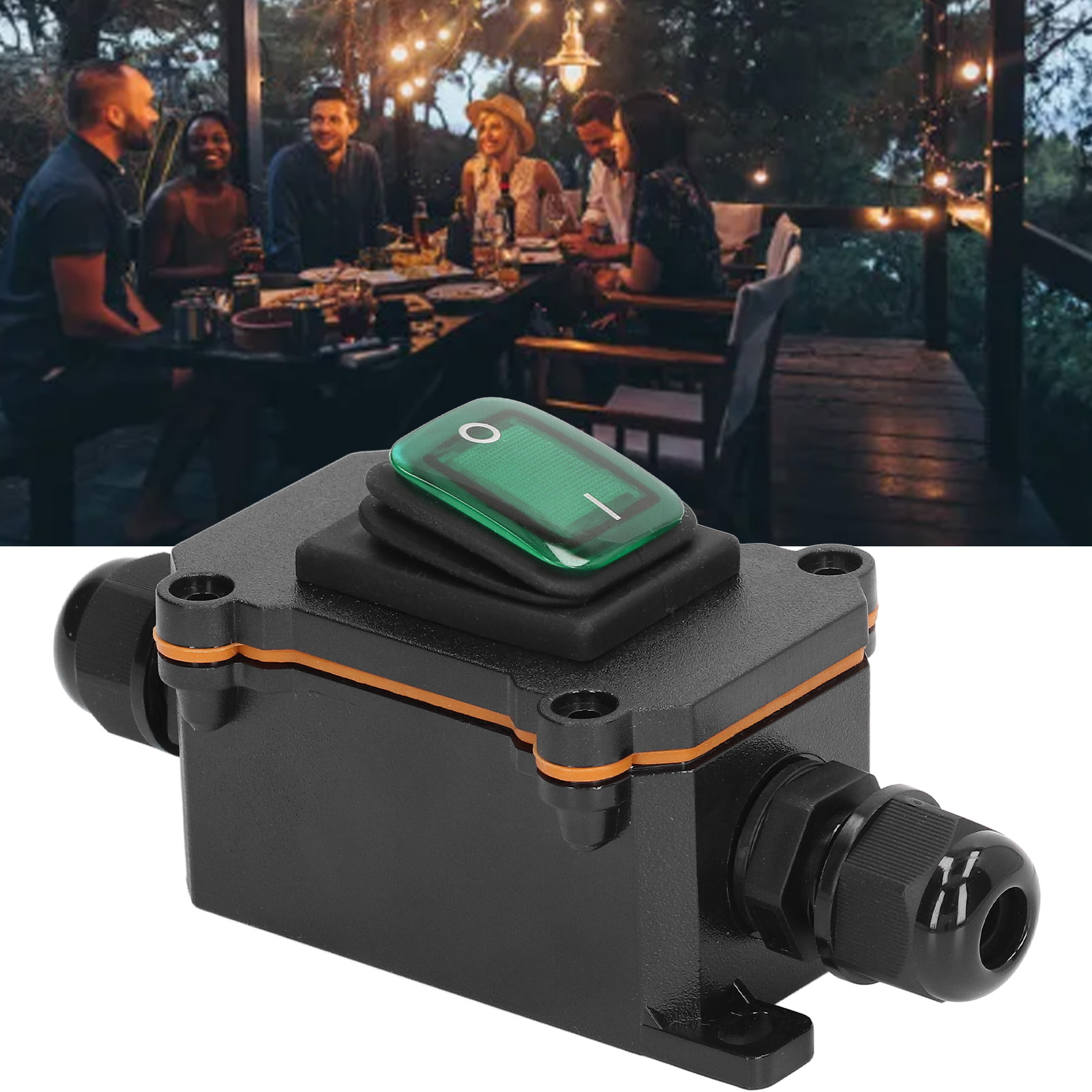 250v 16a Dpst 4-poliger 2-positionen-einbau-wippschalter Für Den Außenbereich Mit Kipptaste, Doppelseitigem Drahteingang Und -ausgang, Ip65 Wasserdicht, Grüne Ausführung.