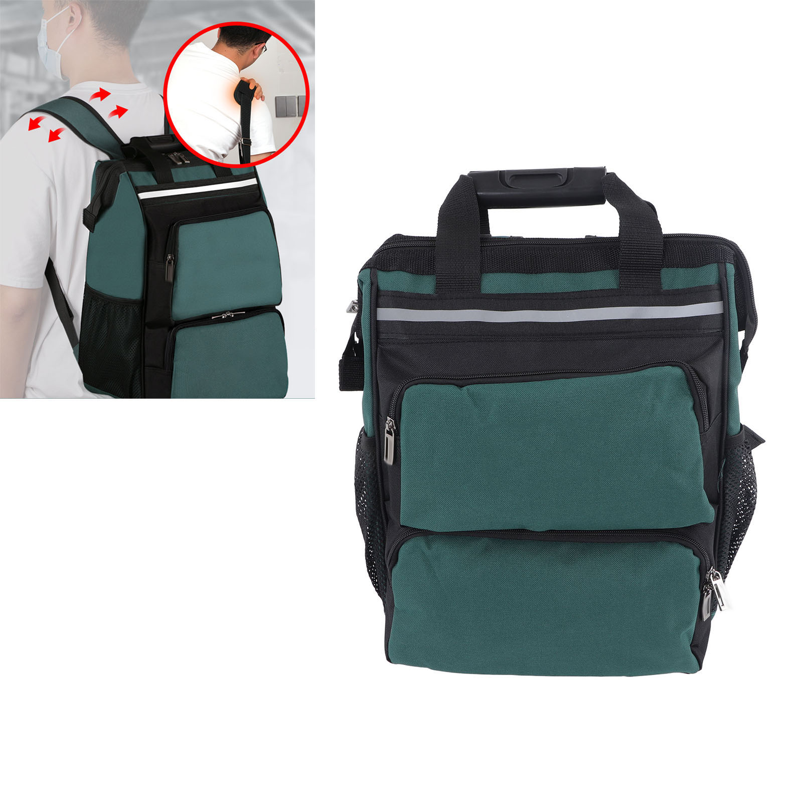 Green Forest Werkzeugrucksack: Robust Und Langlebig, Aus Dickem Canvas Gefertigt, Mit Zubehörfach, Tragbar Und Multifunktional, 40 Cm Hoch, Extra Dick Und Widerstandsfähig.