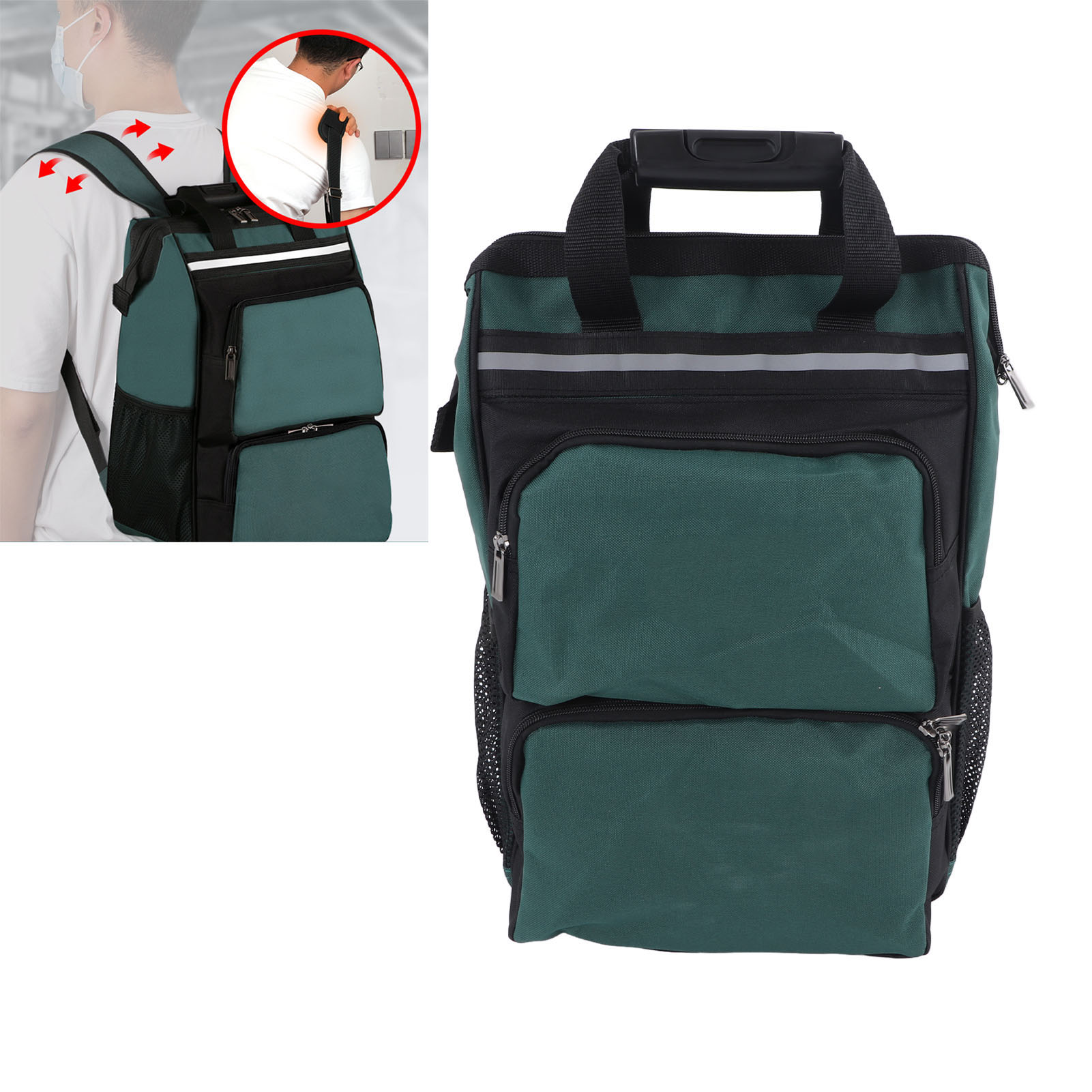 Green Forest Werkzeugrucksack: Robust Und Langlebig, Aus Dickem Canvas Gefertigt, Mit Befestigungsmaterial, Tragbar Und Multifunktional. Höhe: 48 Cm, Besonders Dick Und Widerstandsfähig.