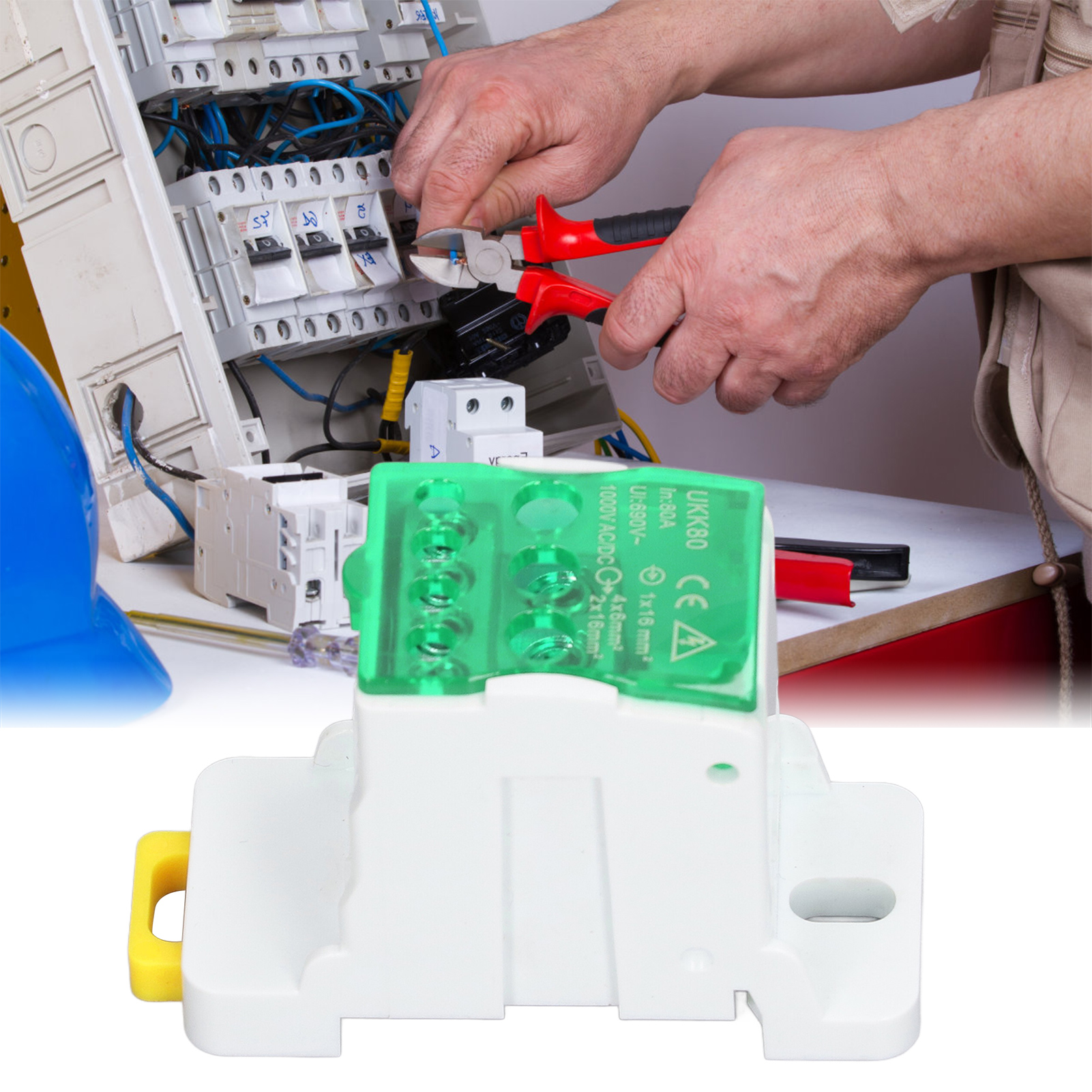 Ukk80 C45 Einpolige Schienenanschlussdose, Verbindbarer Abzweigschalter, 690 V 80 A, Grün