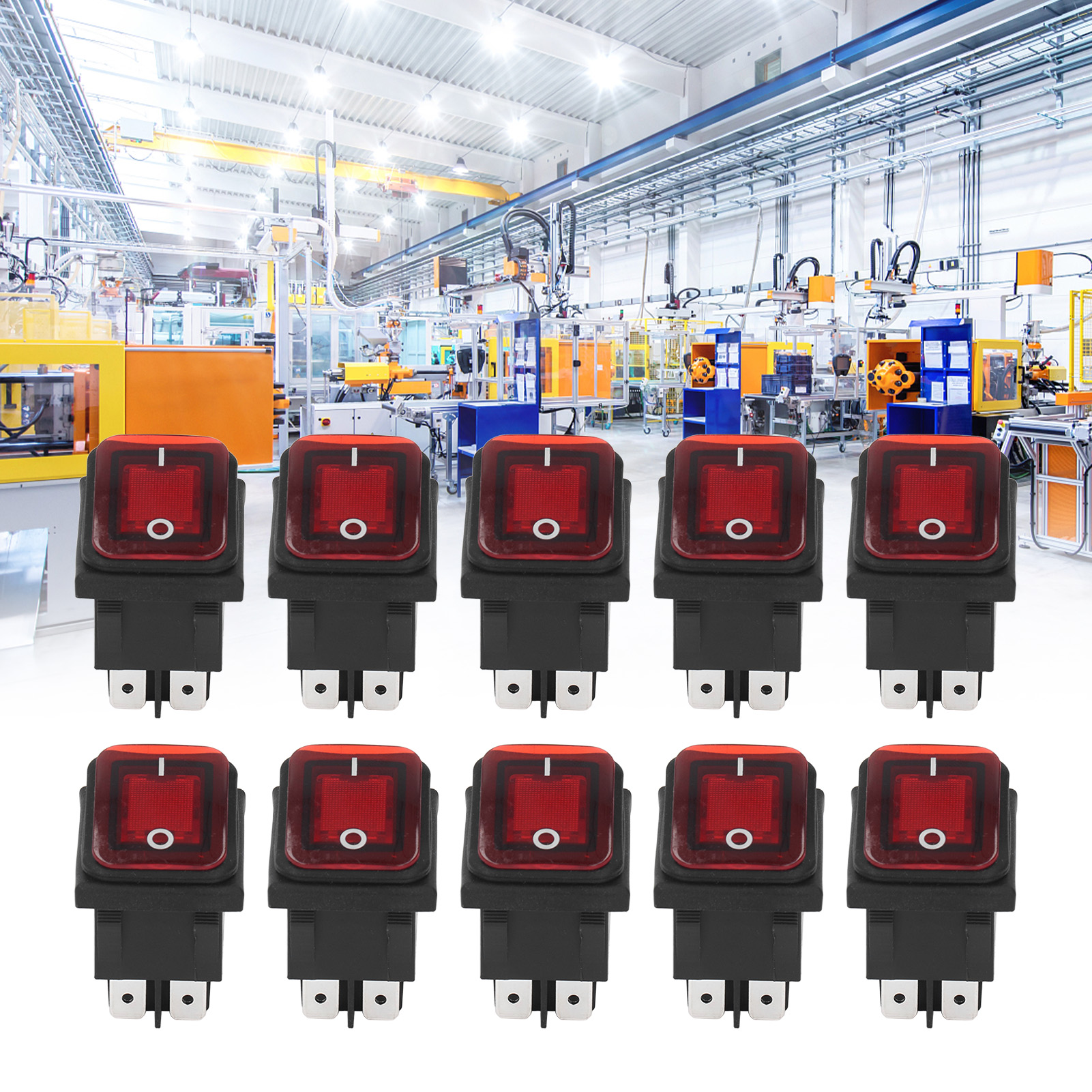 Packung Mit 10 Zwei-positionen-kippschaltern, 30 A, 125/250 V Wechselstrom. Geeignet Für Modifikationen An Kraftfahrzeugen, Schiffen, Messgeräten Und Haushaltsgeräten. Rot.