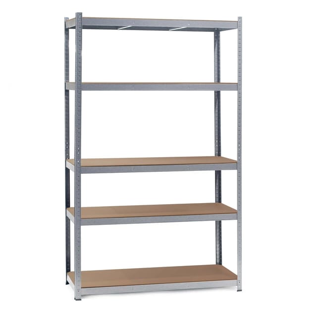 Schwerlastregal 120x50x204cm, 200kg/Ablage, Steckregal verzinkt aus Stahl, Lastenregal mit 5 Ablagen, Werkstattregal - Wiltec
