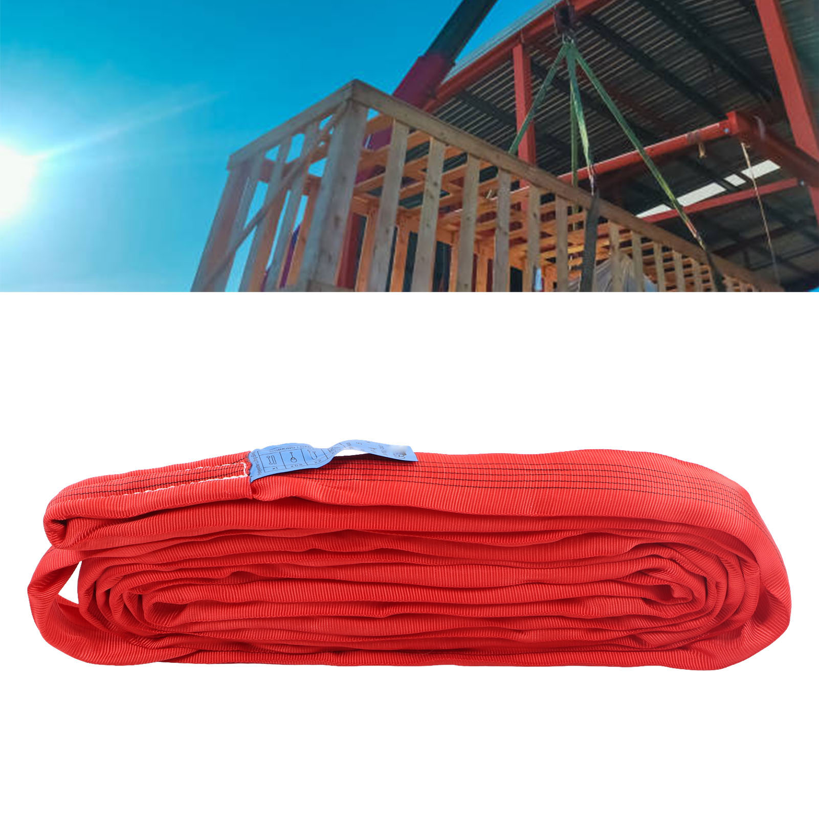 5t 4m Rotes Doppelschlaufen-polyester-hebeseil Für Industriekrane, Abschleppseil