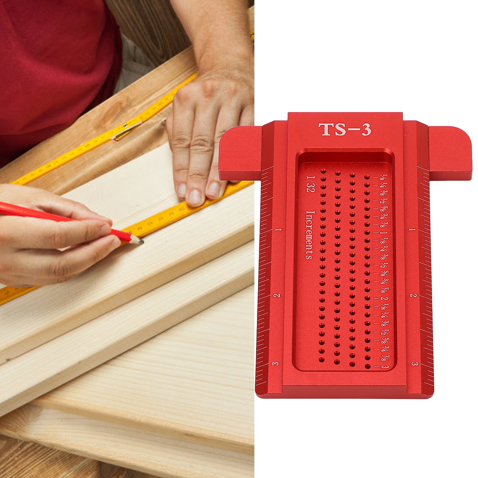 Ts-3 Winkelanreißlineal Für Die Holzbearbeitung, T-lineal Aus Aluminiumlegierung, Anreißwerkzeug Für Die Holzbearbeitung, Schablone, Sattelwinkel, Zoll-holzbearbeitungswerkzeuge