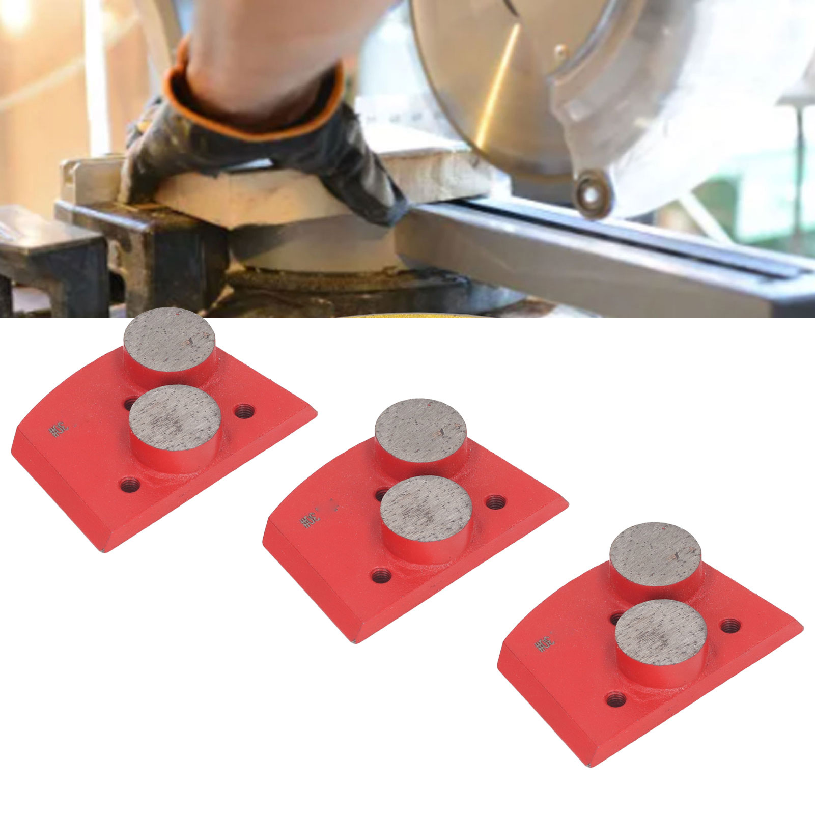 Set Mit 3 Diamantschleifblöcken Für Beton Und Zement, Quadratisch Und Zylindrisch, Rot, Nr. 30. Geeignet Zum Schleifen Unebener Oberflächen, Zum Entfernen Von Farbe Von Böden, Zum Polieren Von Beton U