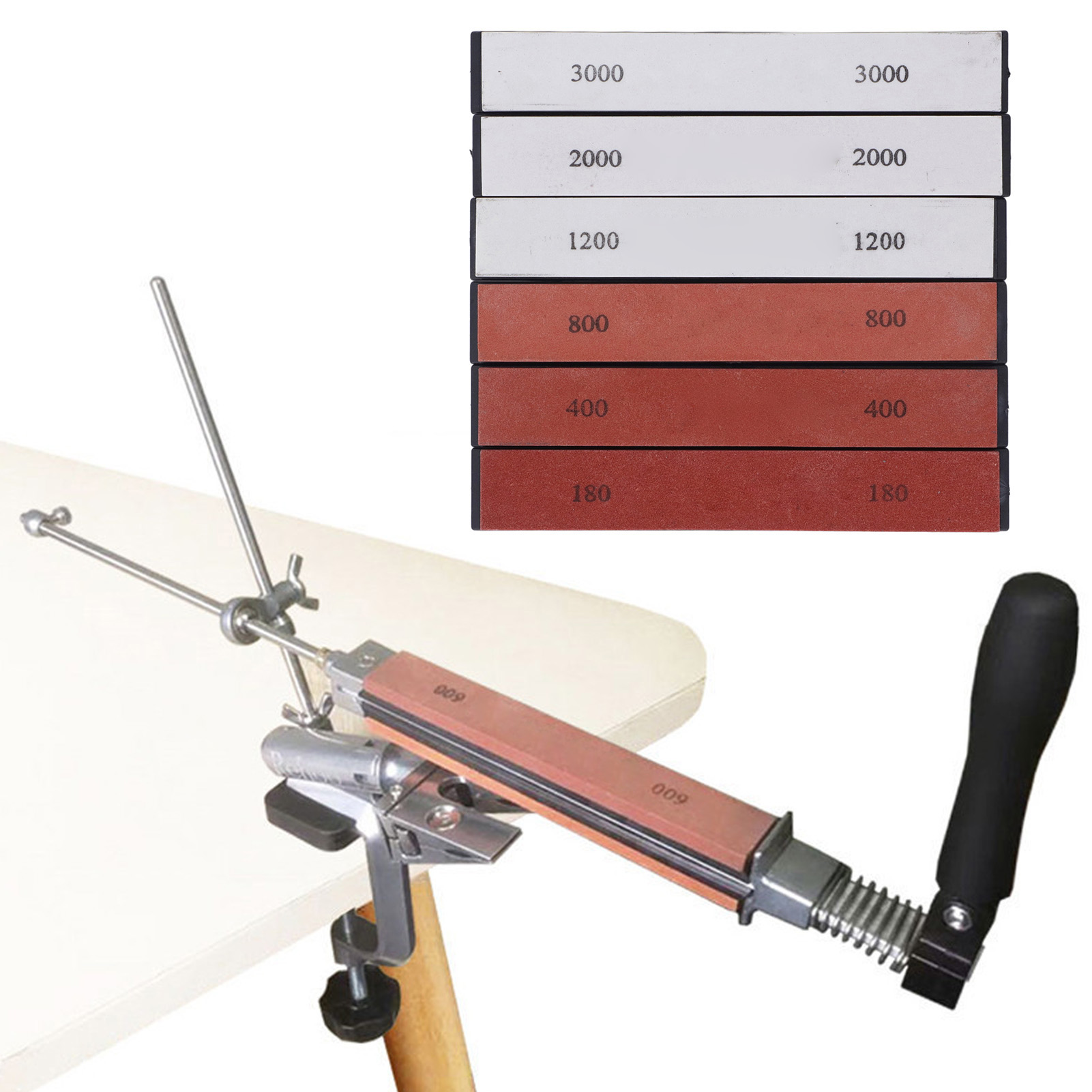 Sechsteiliges Schleifset Mit Festem Winkel Und Schleifsteinen Der Körnungen 180/400/800/1200/2000/3000. Professionelles Schleifsteinset (150 X 23 X 7 Mm).