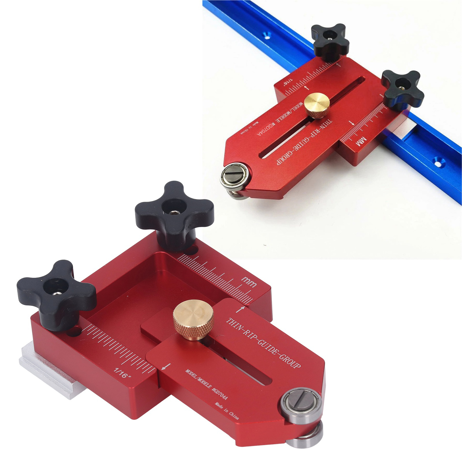 Gd704a Führungswerkzeug Zum Schneiden Dünner Holzplatten: Tischkreissäge, Schnellanschlag, Rollenscheibe, T-nut, Verstellbares Positionier- Und Fixierwerkzeug.