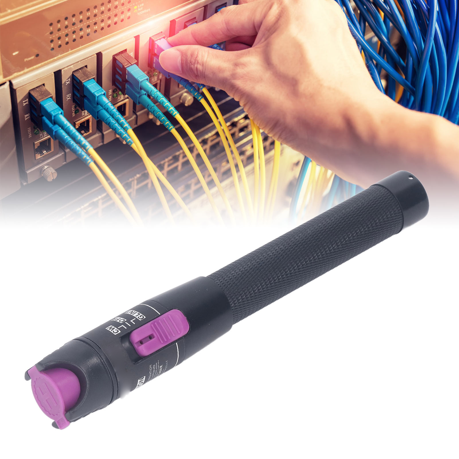 30 Km Mit Fc-lc-adapter, Aua-30 Glasfaser-rotlichtstift, Lichtstift, Stiftförmige Rotlichtquelle, Violetter Knopf.