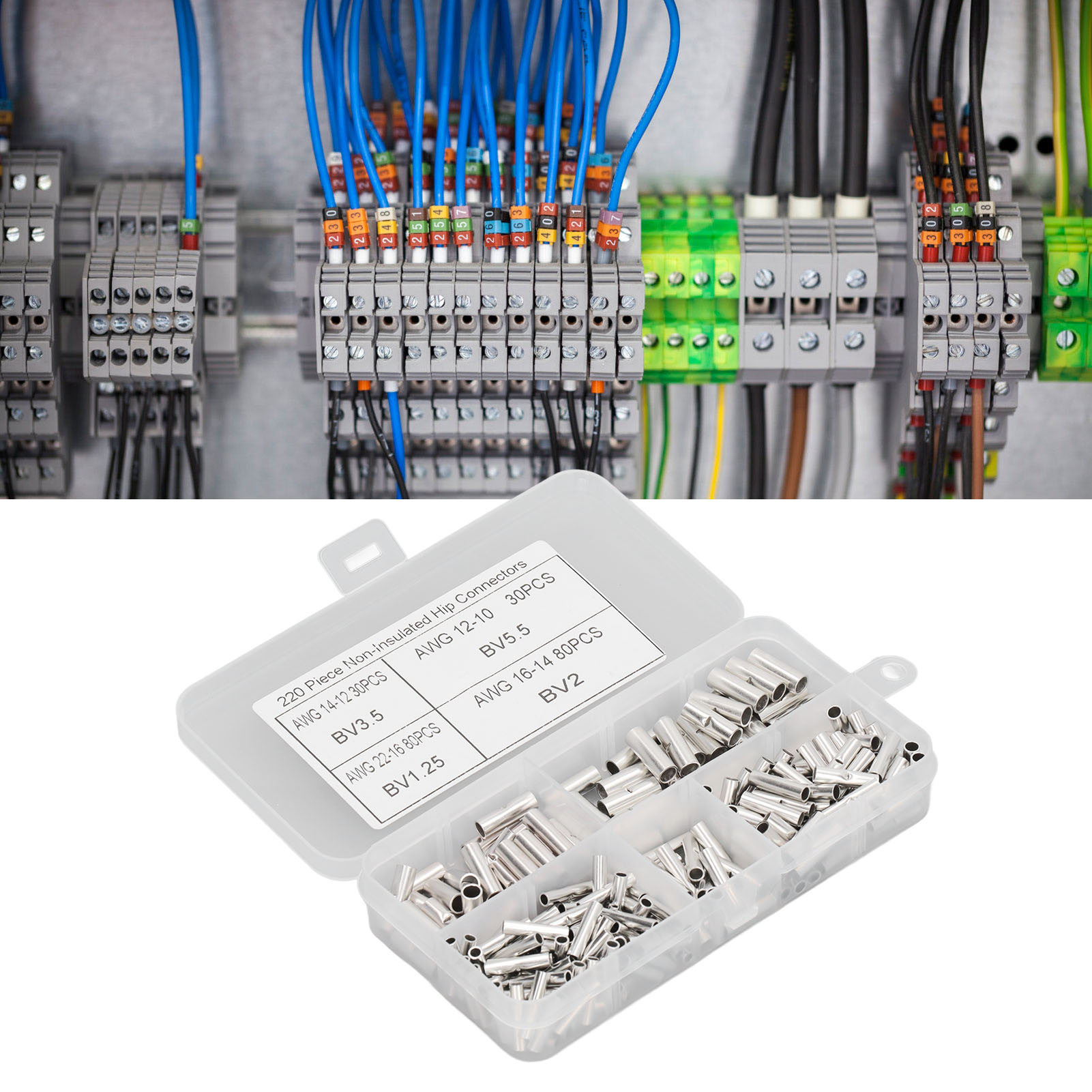 Satz Mit 220 Unisolierten, Roten Kupfer-steckverbindern, Klassifiziert Als Elektrisches Schleifenkabel 22-10 Awg