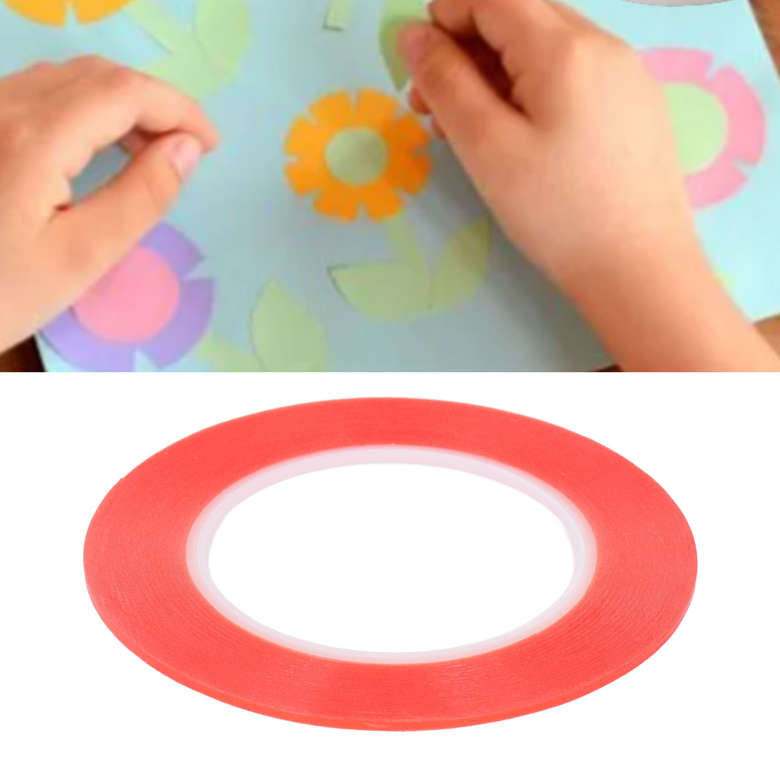 Rotes, Ablösbares Doppelseitiges Pet-klebeband, Erhältlich In 5er-packungen, 4 Mm Breit.