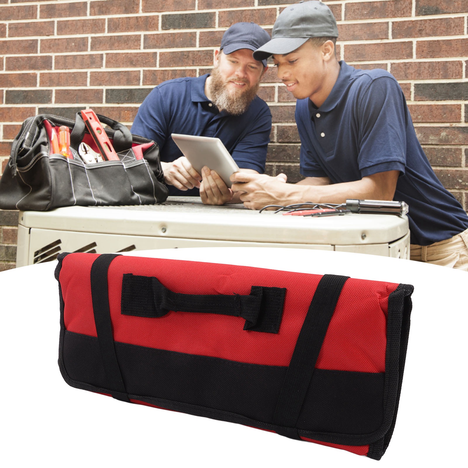 Multifunktionale, Tragbare Werkzeugtasche, Dicke Aufbewahrungstasche Aus Oxford-gewebe, Elektrikertasche, Rot.