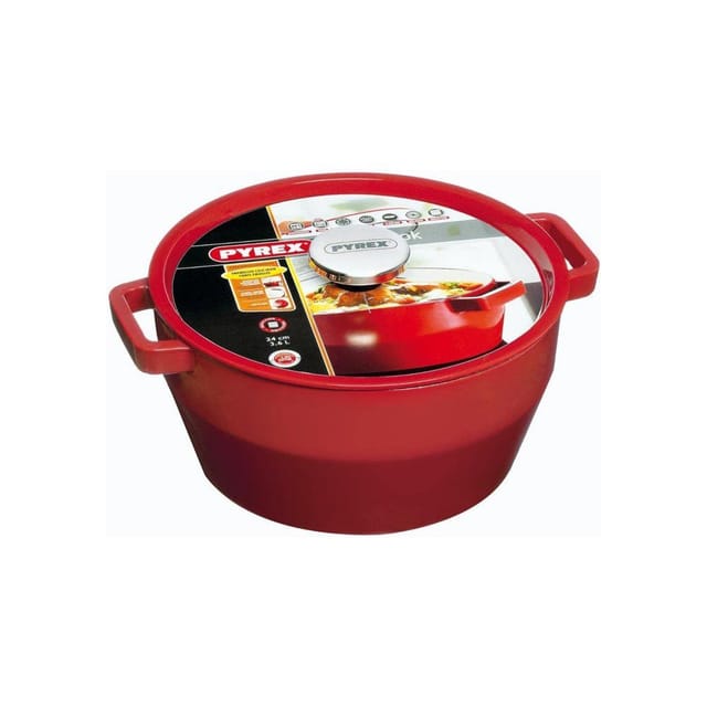 Pyrex Cocotte Slow Cook rot 3,6 L emaillierter Gusseisen