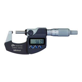 Digitale Bügelmessschraube IP65 mit sphärischen Messflächen, 0-25 mm, sphärischer Amboss - Mitutoyo