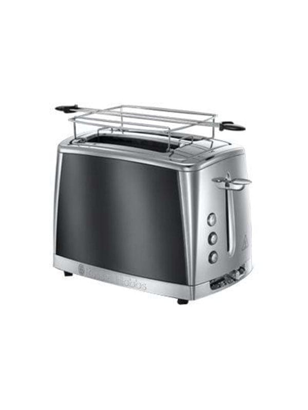 Russell Hobbs Toaster Luna grau, 2 extra breite Toastschlitze, inkl. Brötchenaufsatz, 6 einstellbare Bräunungsstufen + Auftau- & Aufwärmfunktion,