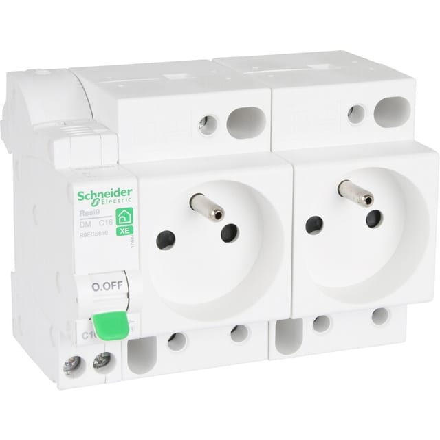 Resi9 Xe - Combin Disj+2 Stromsteckdosen - 1p+n - 16a - Kurve - Stecker Schneider Electric