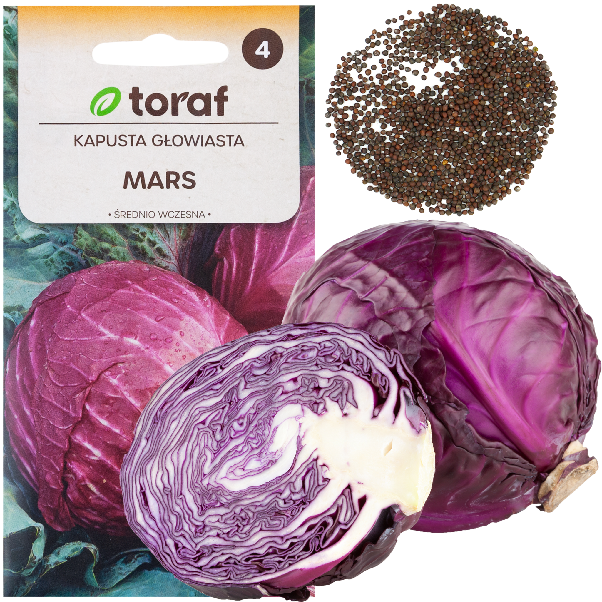 W1086 Rotkohlsamen Mars, Mittelfrüh, Für Salate