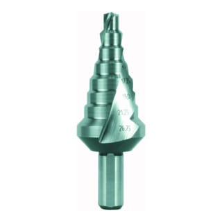 Stufenbohrer Bohrbereich 6-26,75 mm hss spiralgenutet Schneidenanzahl 2 Stufenanzahl 8