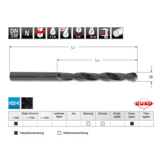 HSS-Bohrer gerollt, Ø14mm Ruko 206140